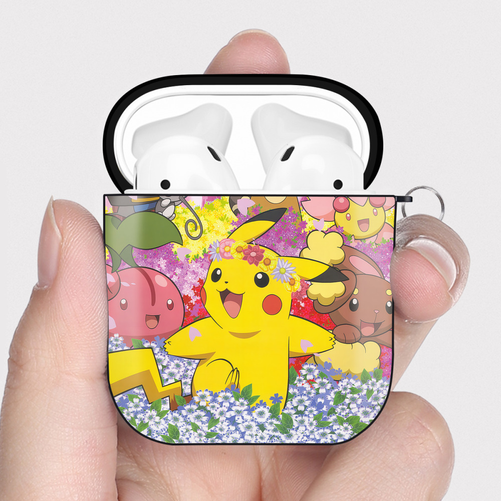 （画像用） ポケットモンスター Pokémon AirPods 第2世代保護ケース ハードシェル ブラック 耐衝撃・防指紋・カラビナ付き