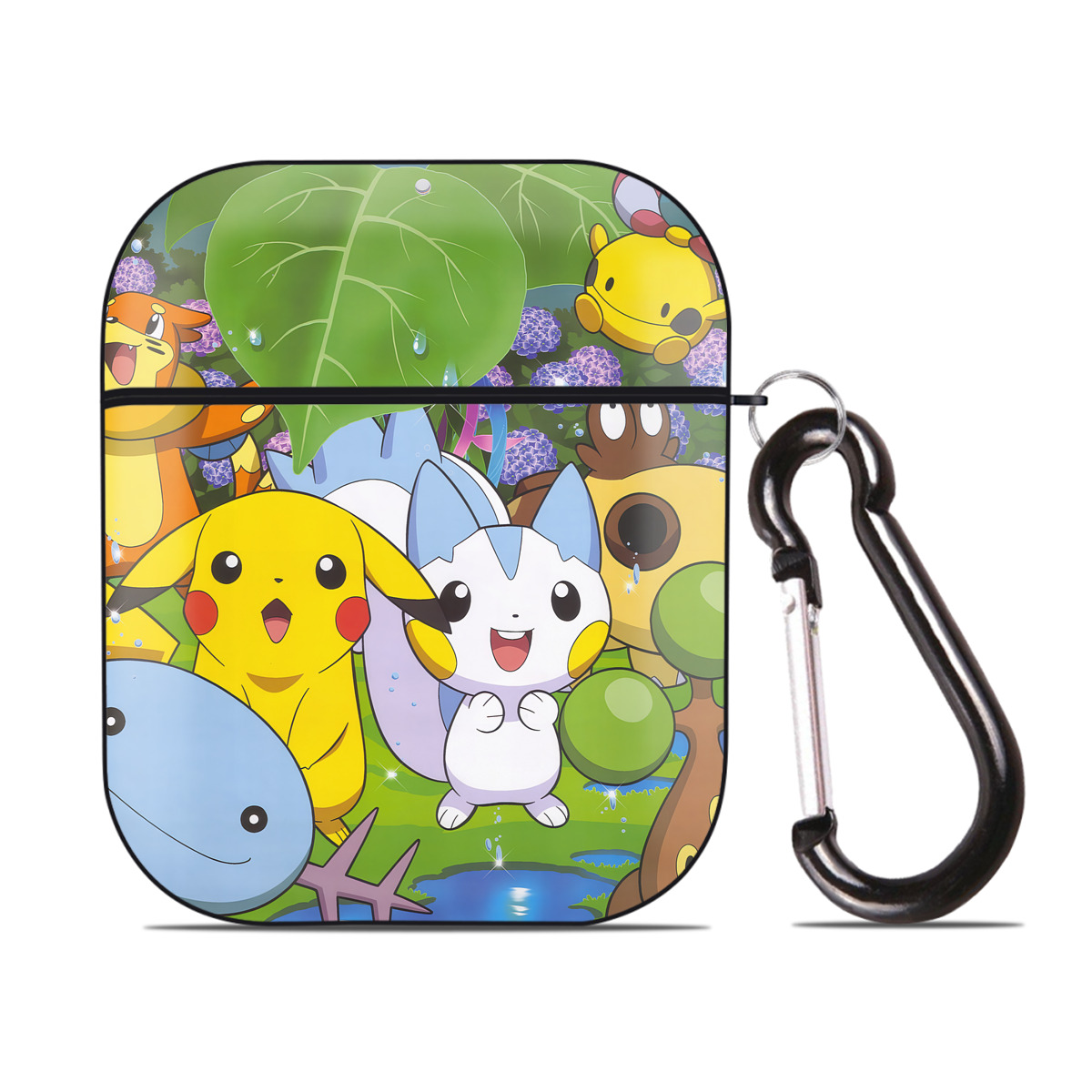 （画像用） ポケットモンスター Pokémon AirPods 第2世代保護ケース ハードシェル ブラック 耐衝撃・防指紋・カラビナ付き