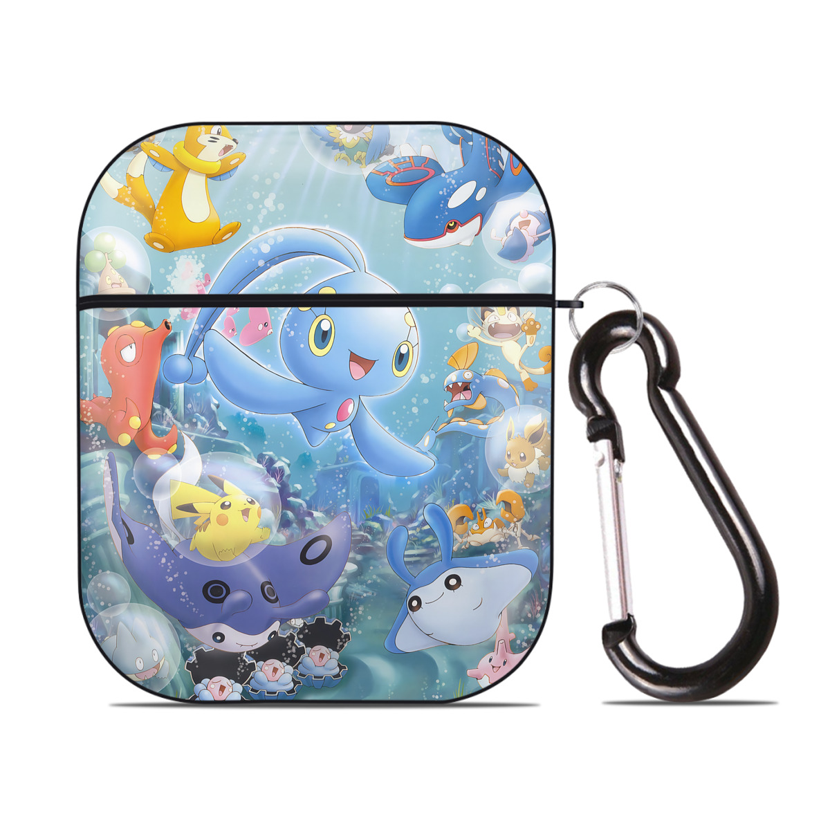 （画像用） ポケットモンスター Pokémon AirPods 第2世代保護ケース ハードシェル ブラック 耐衝撃・防指紋・カラビナ付き