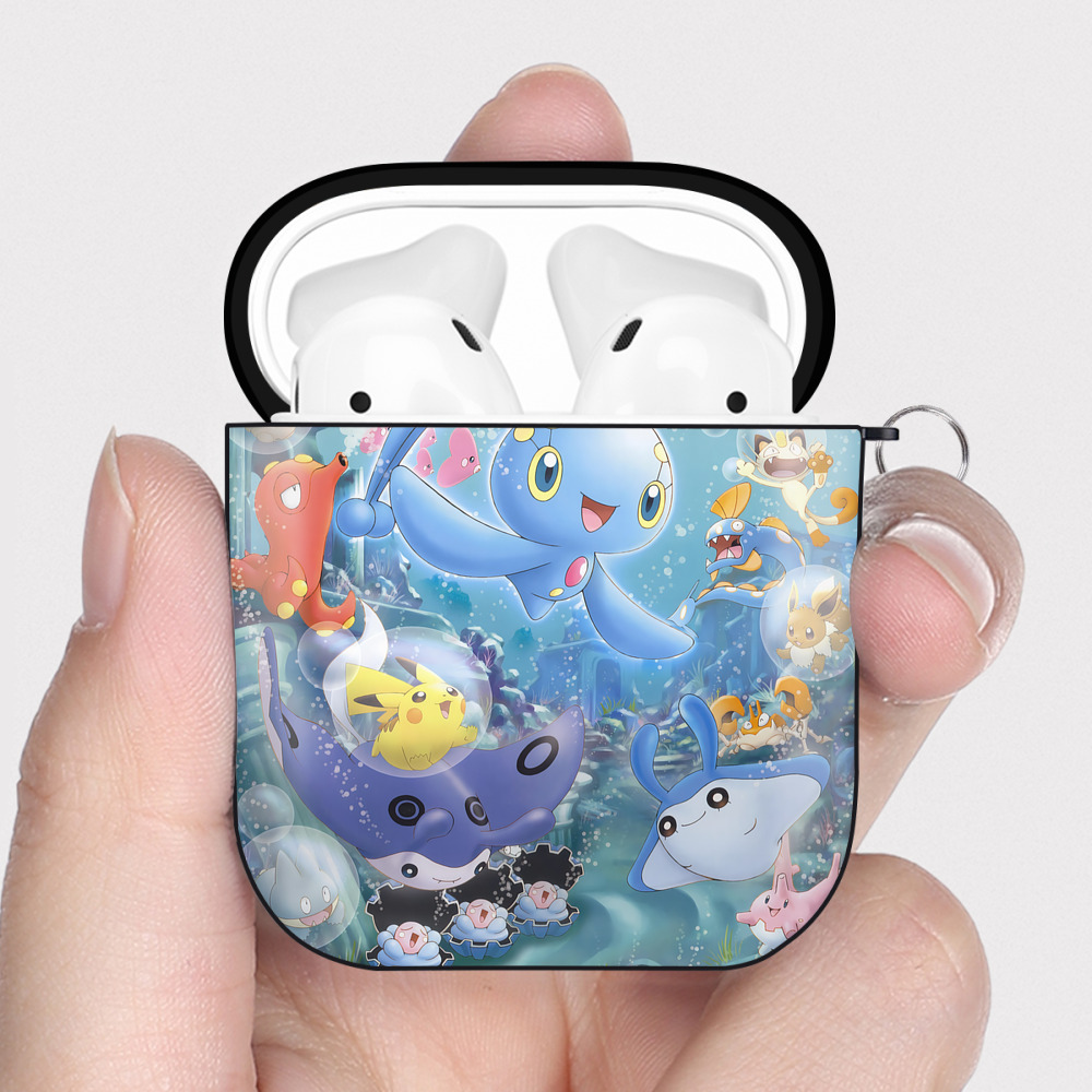 （画像用） ポケットモンスター Pokémon AirPods 第2世代保護ケース ハードシェル ブラック 耐衝撃・防指紋・カラビナ付き