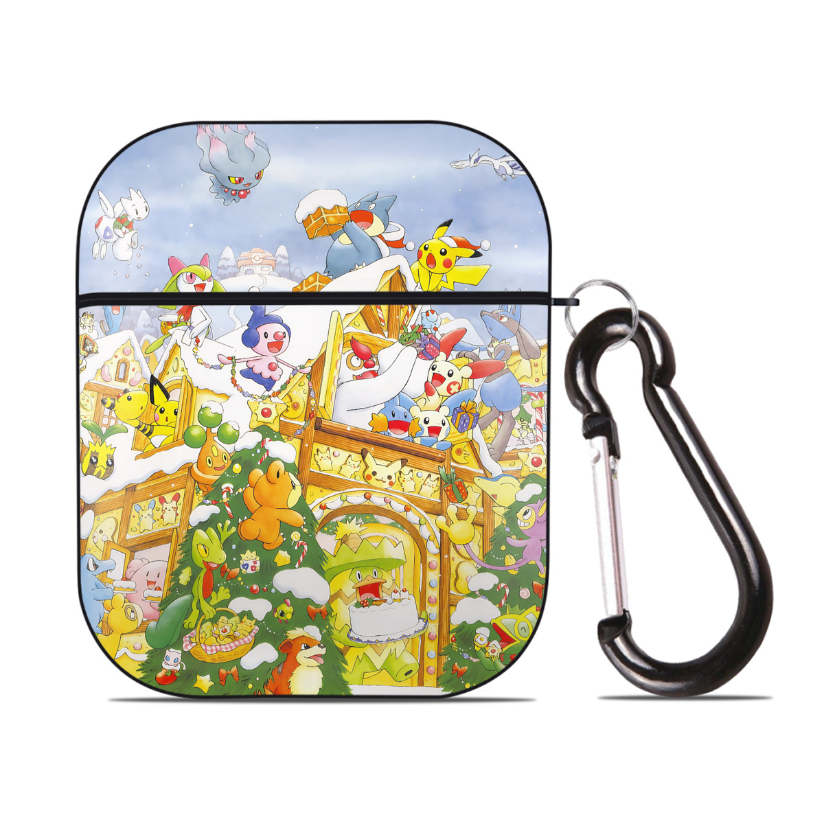 （画像用） ポケットモンスター Pokémon AirPods 第2世代保護ケース ハードシェル ブラック 耐衝撃・防指紋・カラビナ付き