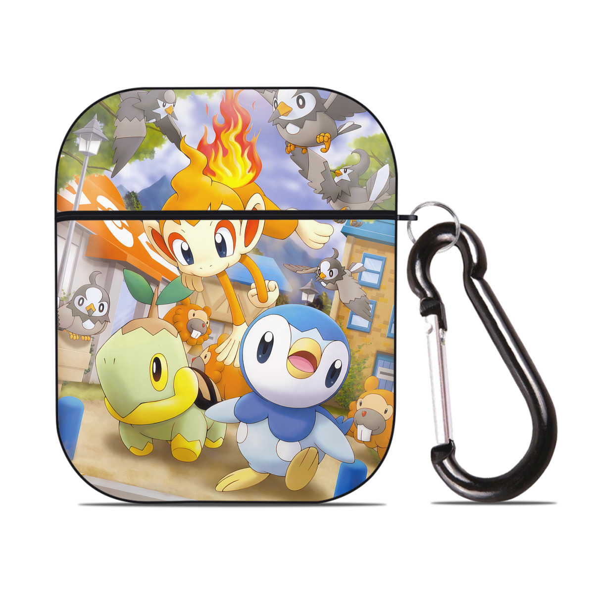 （画像用） ポケットモンスター Pokémon AirPods 第2世代保護ケース ハードシェル ブラック 耐衝撃・防指紋・カラビナ付き