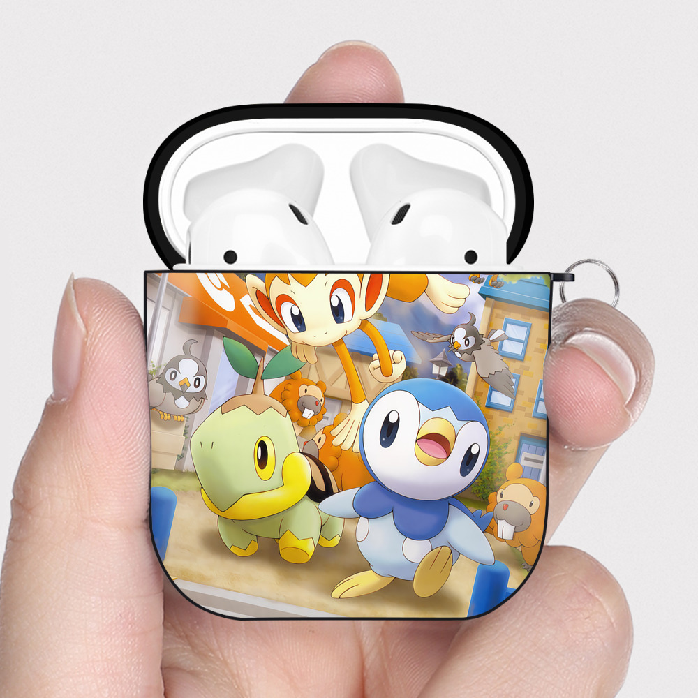 （画像用） ポケットモンスター Pokémon AirPods 第2世代保護ケース ハードシェル ブラック 耐衝撃・防指紋・カラビナ付き
