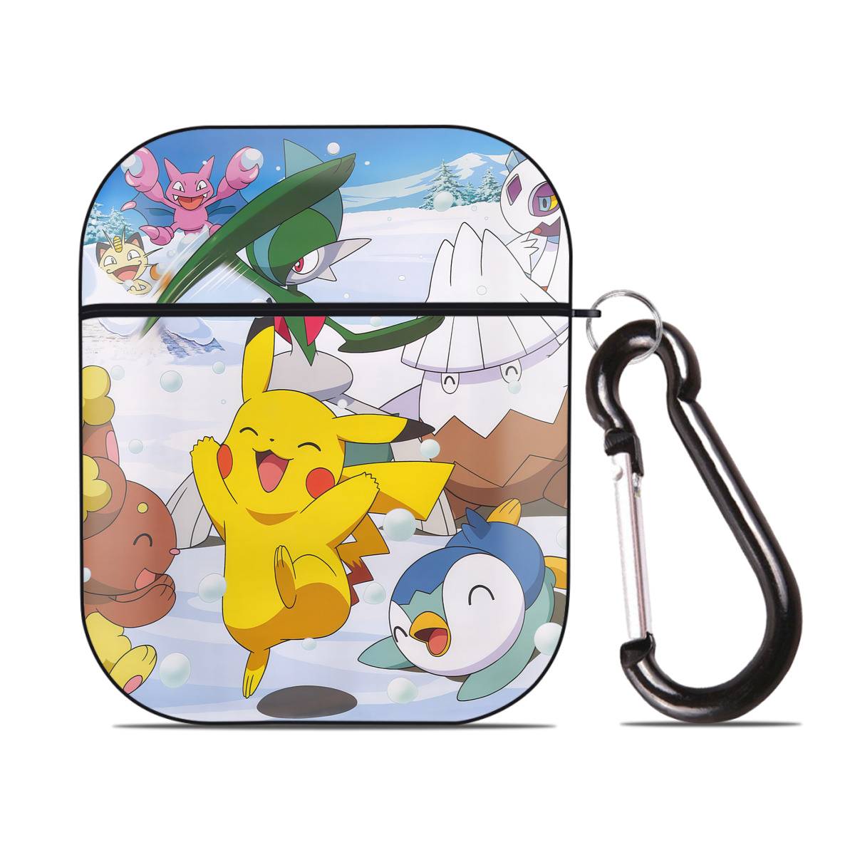 （画像用） ポケットモンスター Pokémon AirPods 第2世代保護ケース ハードシェル ブラック 耐衝撃・防指紋・カラビナ付き