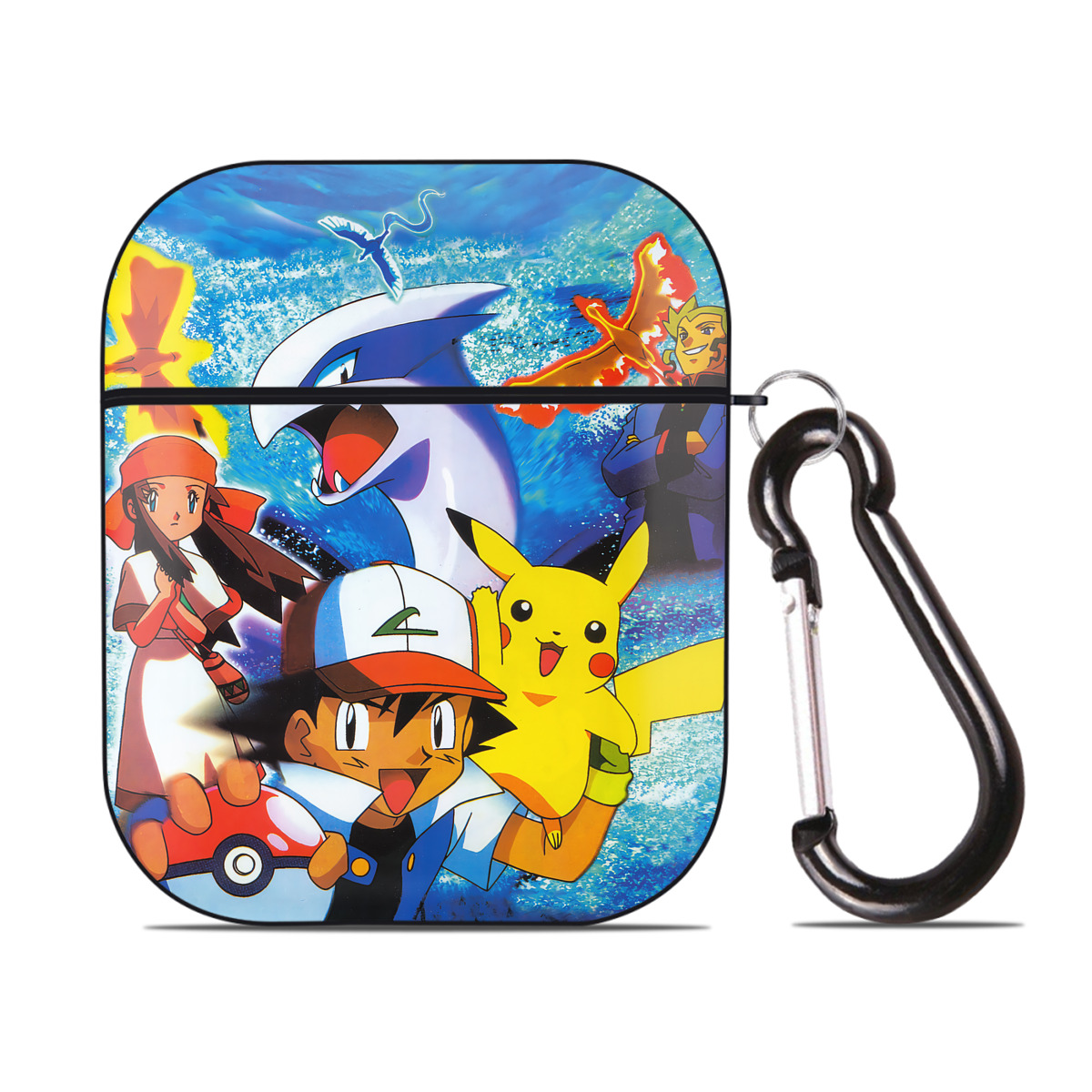 （画像用） ポケットモンスター Pokémon AirPods 第2世代保護ケース ハードシェル ブラック 耐衝撃・防指紋・カラビナ付き