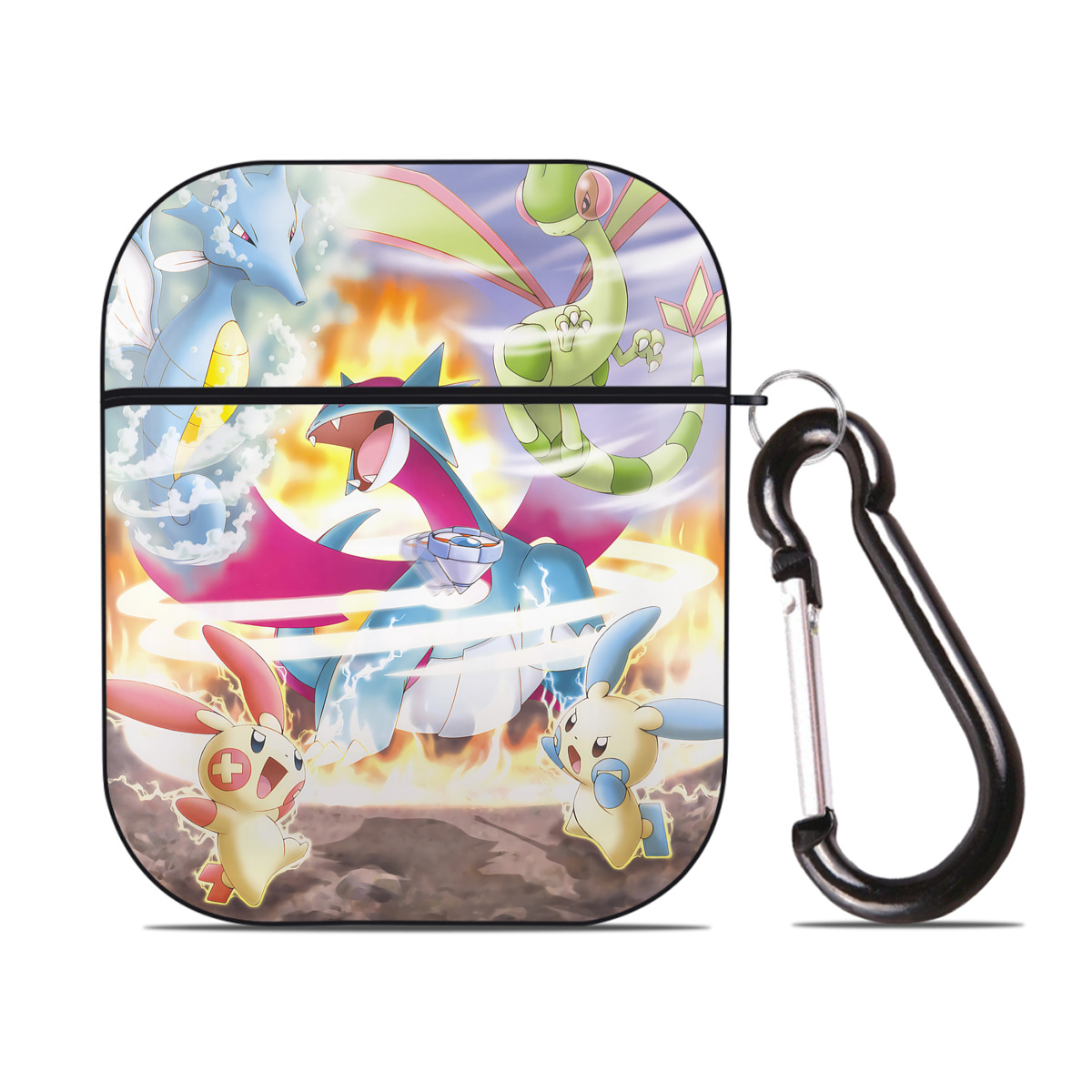 （画像用） ポケットモンスター Pokémon AirPods 第2世代保護ケース ハードシェル ブラック 耐衝撃・防指紋・カラビナ付き