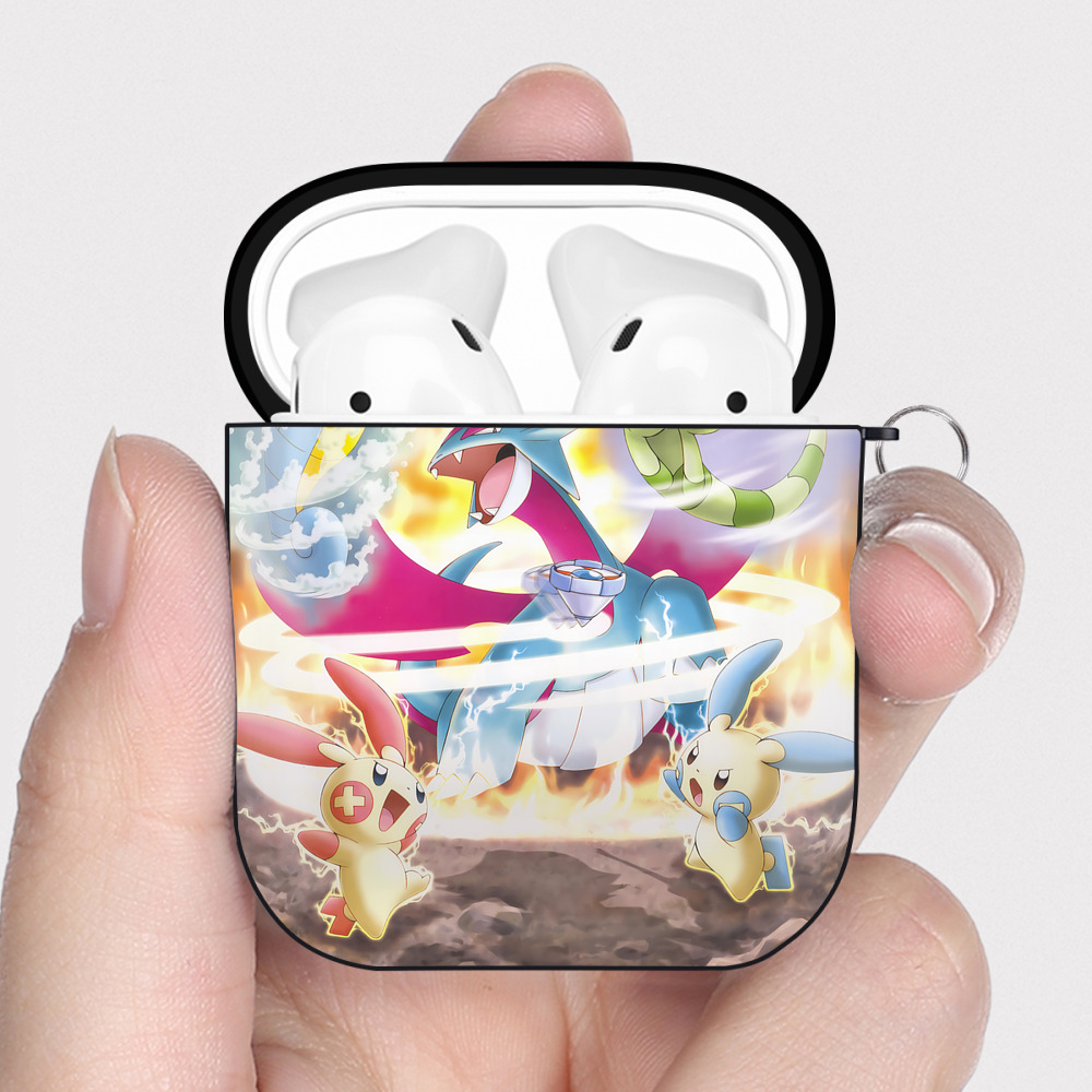 （画像用） ポケットモンスター Pokémon AirPods 第2世代保護ケース ハードシェル ブラック 耐衝撃・防指紋・カラビナ付き