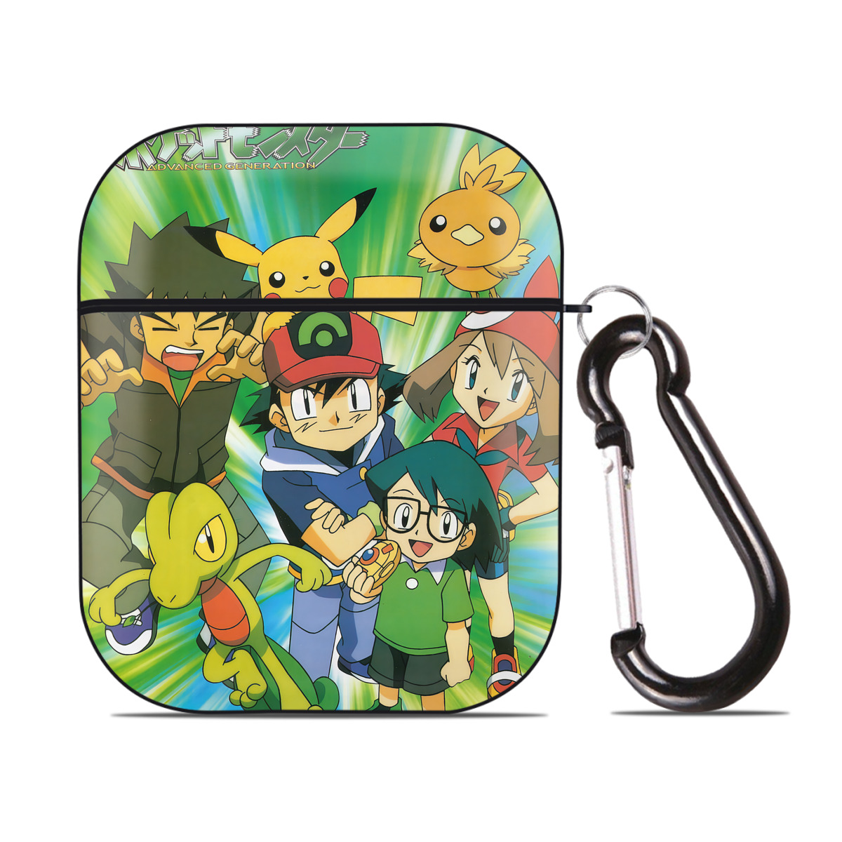 （画像用） ポケットモンスター Pokémon AirPods 第2世代保護ケース ハードシェル ブラック 耐衝撃・防指紋・カラビナ付き