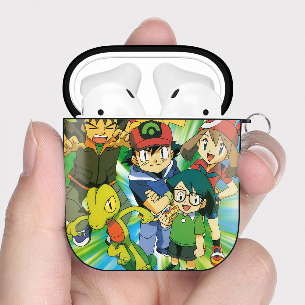 （画像用） ポケットモンスター Pokémon AirPods 第2世代保護ケース ハードシェル ブラック 耐衝撃・防指紋・カラビナ付き