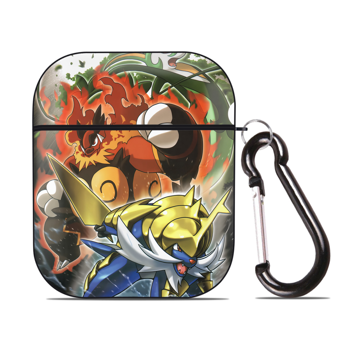 （画像用） ポケットモンスター Pokémon AirPods 第2世代保護ケース ハードシェル ブラック 耐衝撃・防指紋・カラビナ付き