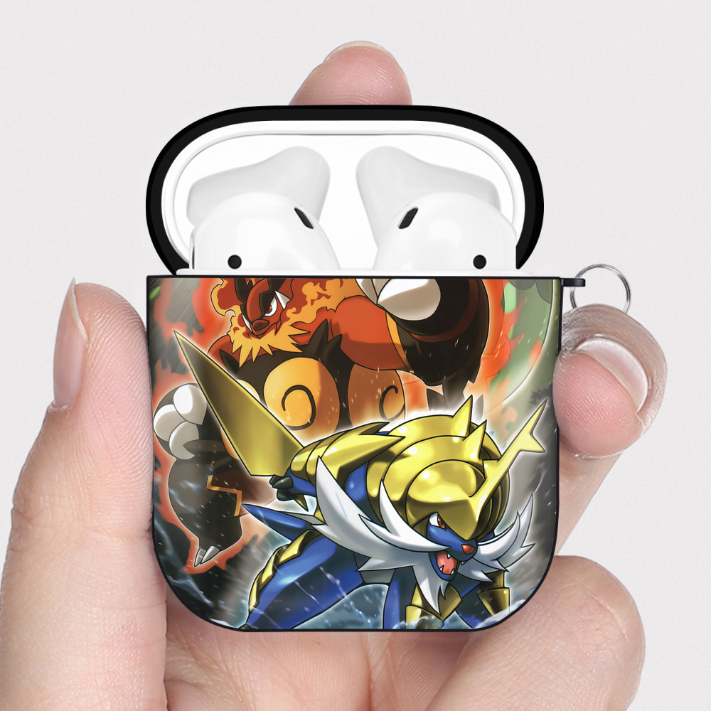 （画像用） ポケットモンスター Pokémon AirPods 第2世代保護ケース ハードシェル ブラック 耐衝撃・防指紋・カラビナ付き
