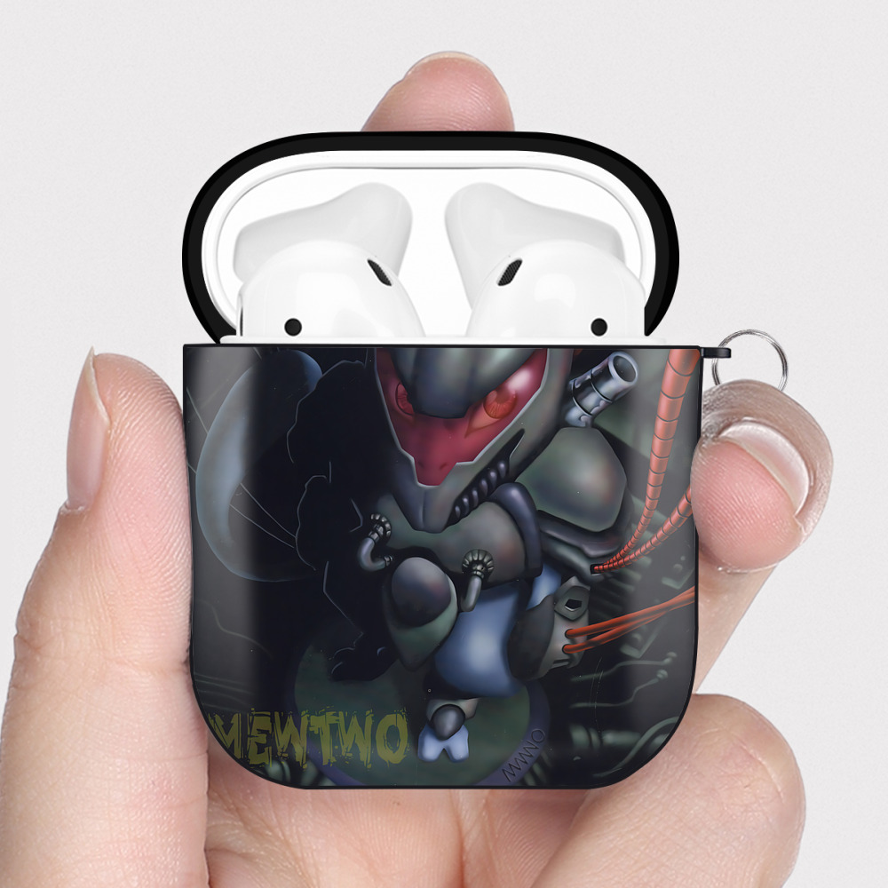 （画像用） ポケットモンスター Pokémon AirPods 第2世代保護ケース ハードシェル ブラック 耐衝撃・防指紋・カラビナ付き