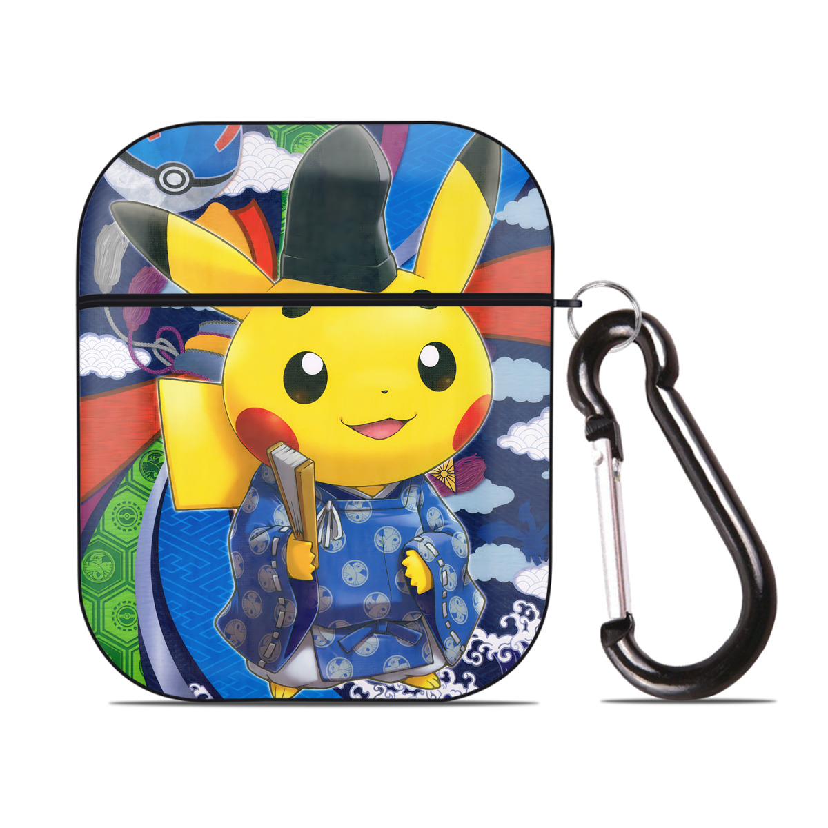（画像用） ポケットモンスター Pokémon AirPods 第2世代保護ケース ハードシェル ブラック 耐衝撃・防指紋・カラビナ付き
