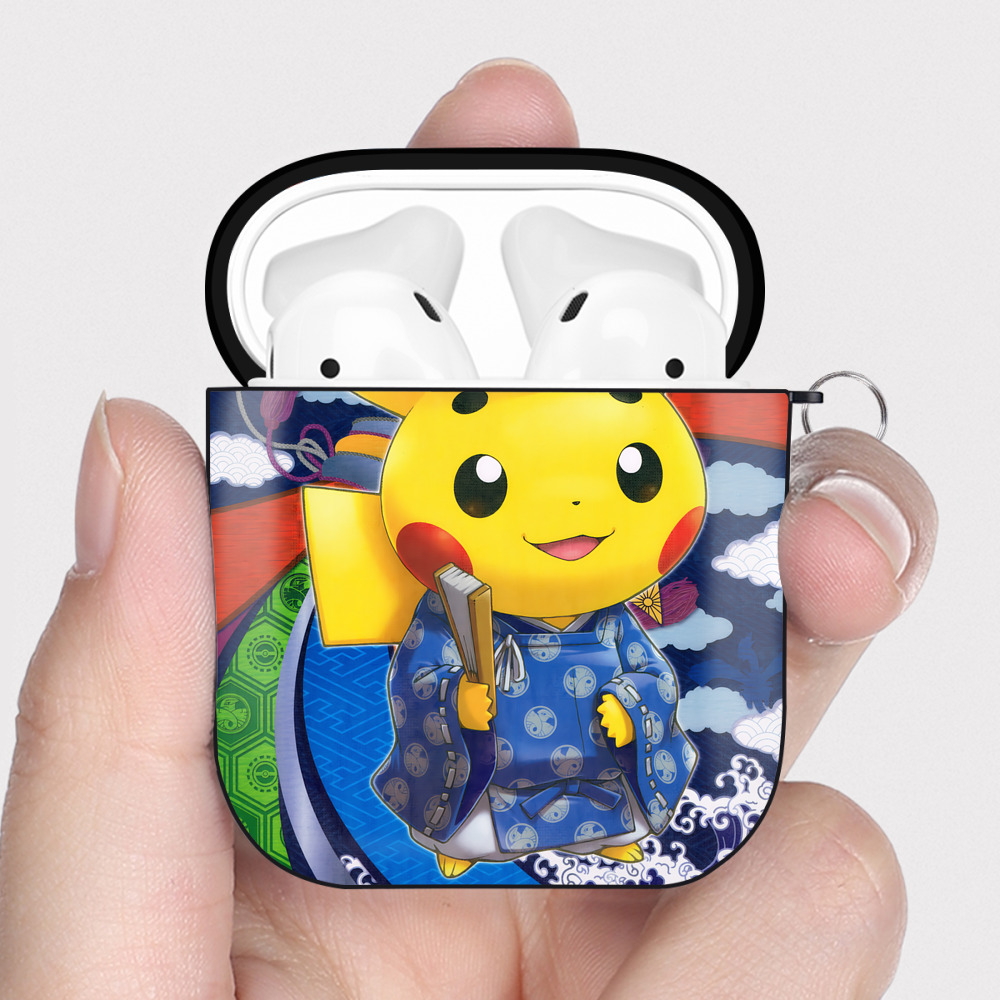 （画像用） ポケットモンスター Pokémon AirPods 第2世代保護ケース ハードシェル ブラック 耐衝撃・防指紋・カラビナ付き