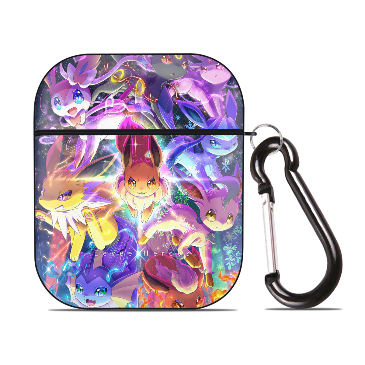 （画像用） ポケットモンスター Pokémon AirPods 第2世代保護ケース ハードシェル ブラック 耐衝撃・防指紋・カラビナ付き