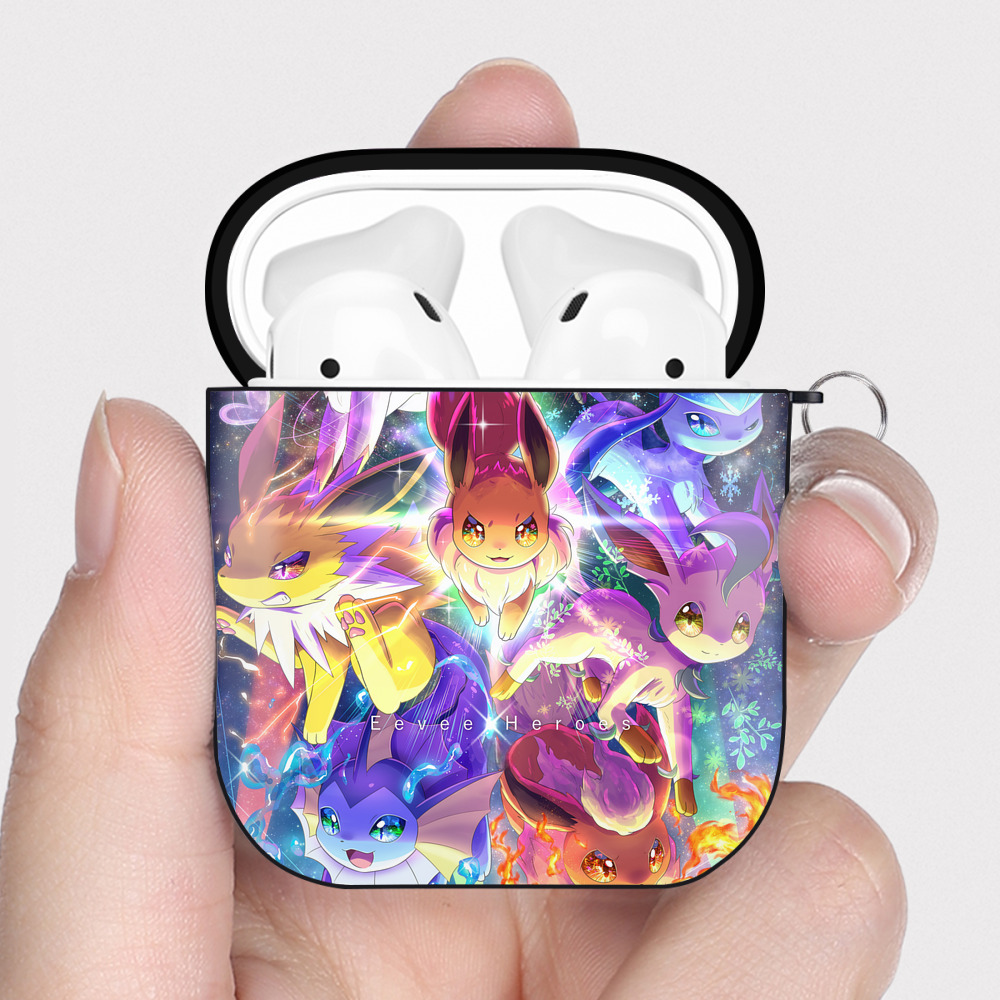 （画像用） ポケットモンスター Pokémon AirPods 第2世代保護ケース ハードシェル ブラック 耐衝撃・防指紋・カラビナ付き