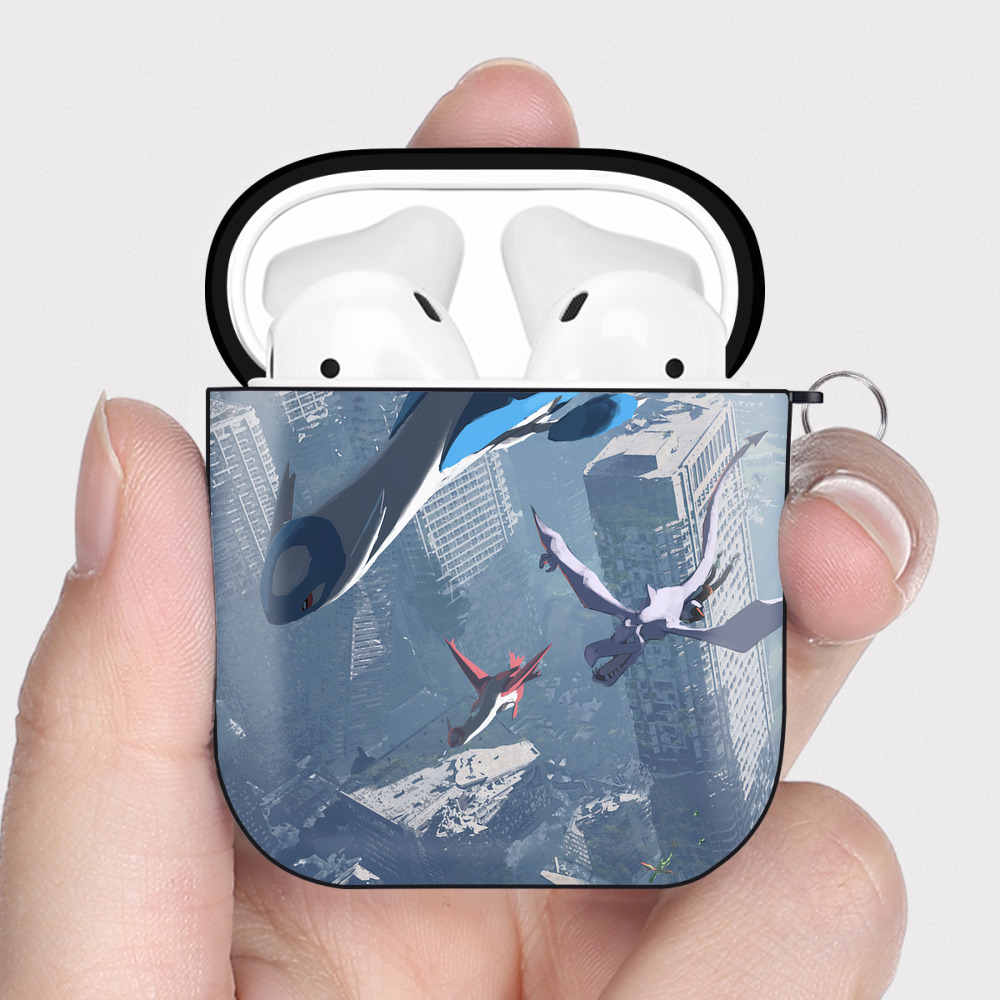 （画像用） ポケットモンスター Pokémon AirPods 第2世代保護ケース ハードシェル ブラック 耐衝撃・防指紋・カラビナ付き