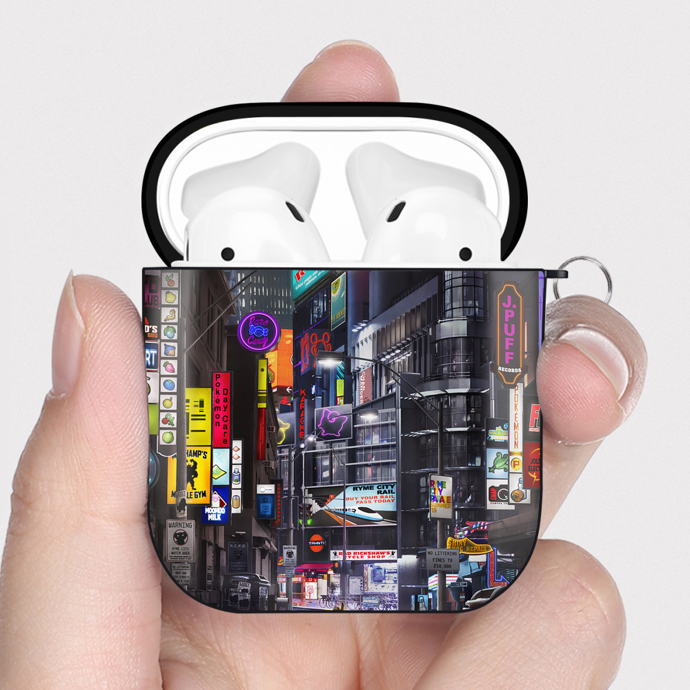 （画像用） ポケットモンスター Pokémon AirPods 第2世代保護ケース ハードシェル ブラック 耐衝撃・防指紋・カラビナ付き