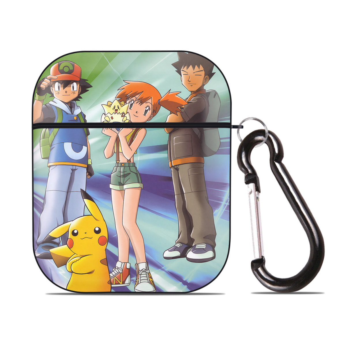 （画像用） ポケットモンスター Pokémon AirPods 第2世代保護ケース ハードシェル ブラック 耐衝撃・防指紋・カラビナ付き