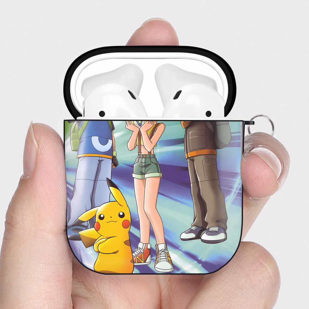 （画像用） ポケットモンスター Pokémon AirPods 第2世代保護ケース ハードシェル ブラック 耐衝撃・防指紋・カラビナ付き