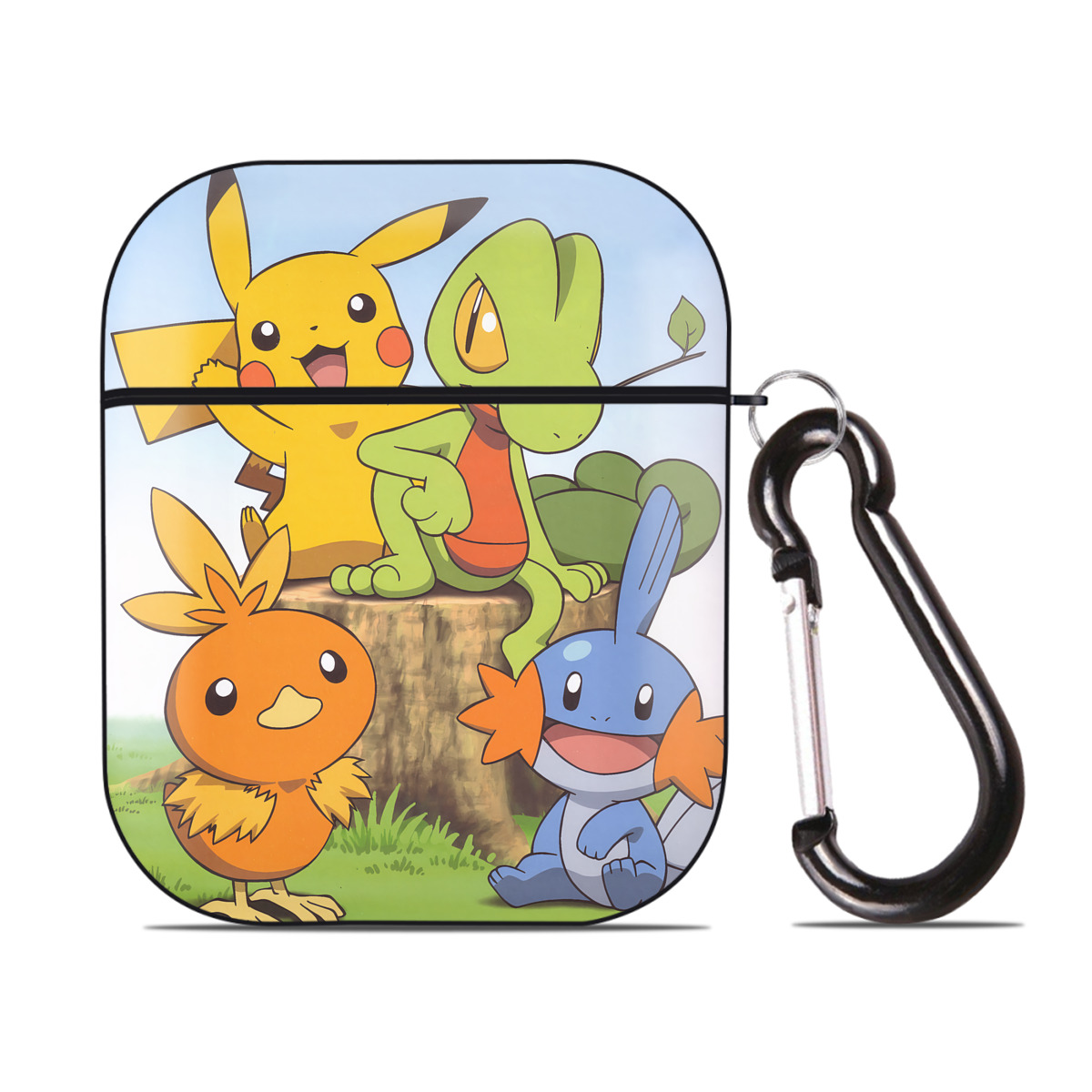 （画像用） ポケットモンスター Pokémon AirPods 第2世代保護ケース ハードシェル ブラック 耐衝撃・防指紋・カラビナ付き