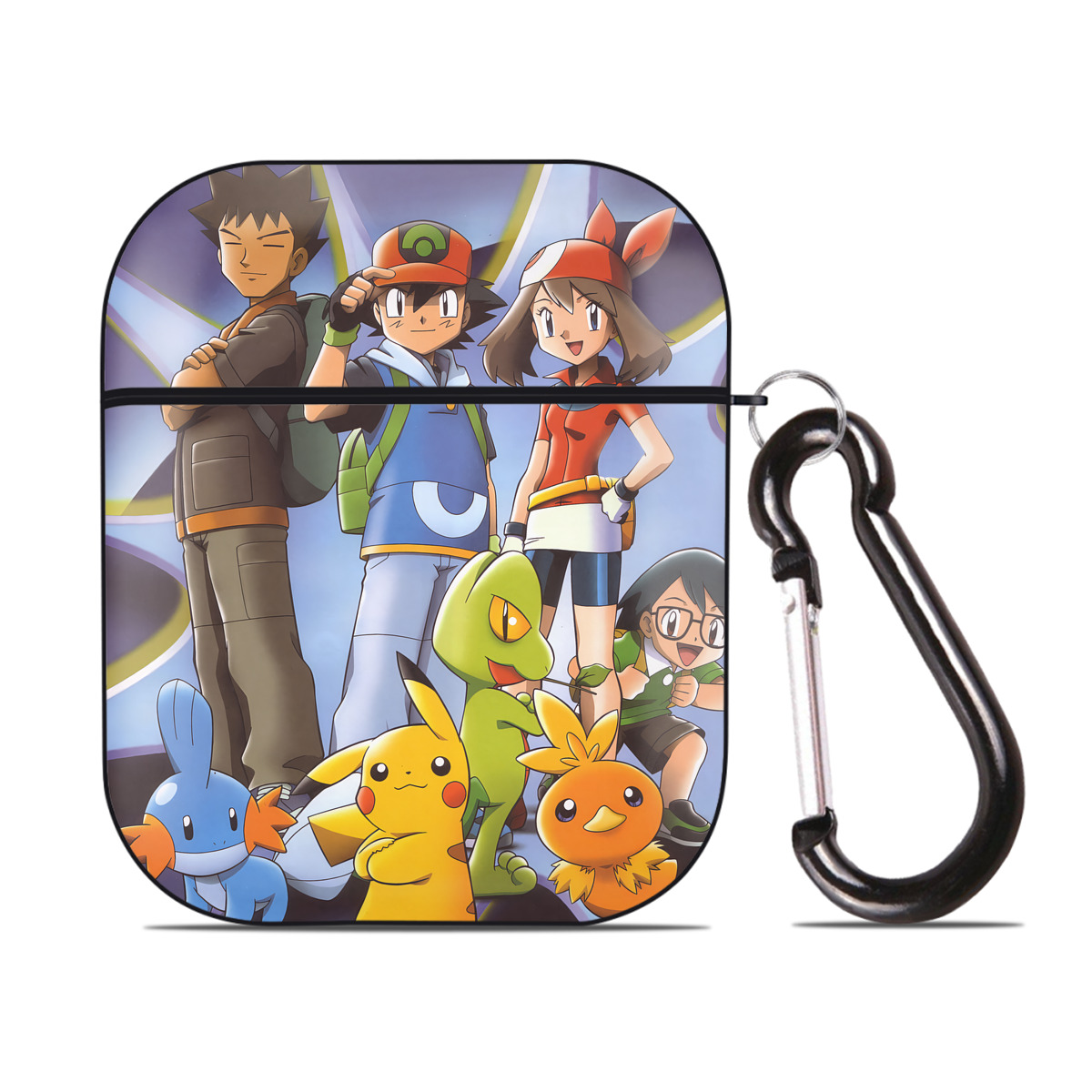 （画像用） ポケットモンスター Pokémon AirPods 第2世代保護ケース ハードシェル ブラック 耐衝撃・防指紋・カラビナ付き
