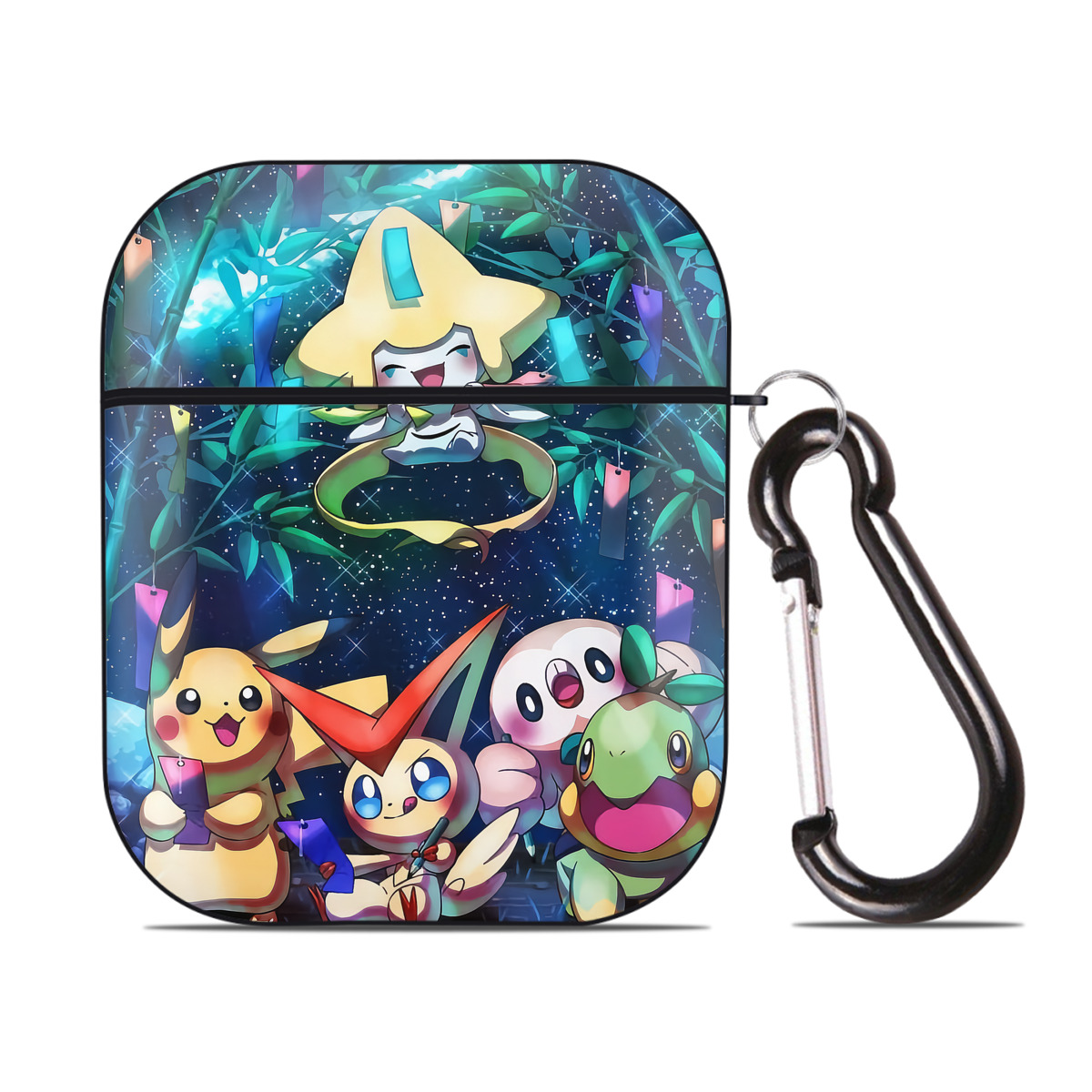 （画像用） ポケットモンスター Pokémon AirPods 第2世代保護ケース ハードシェル ブラック 耐衝撃・防指紋・カラビナ付き