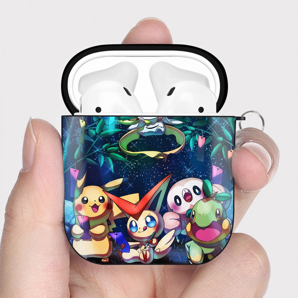 （画像用） ポケットモンスター Pokémon AirPods 第2世代保護ケース ハードシェル ブラック 耐衝撃・防指紋・カラビナ付き