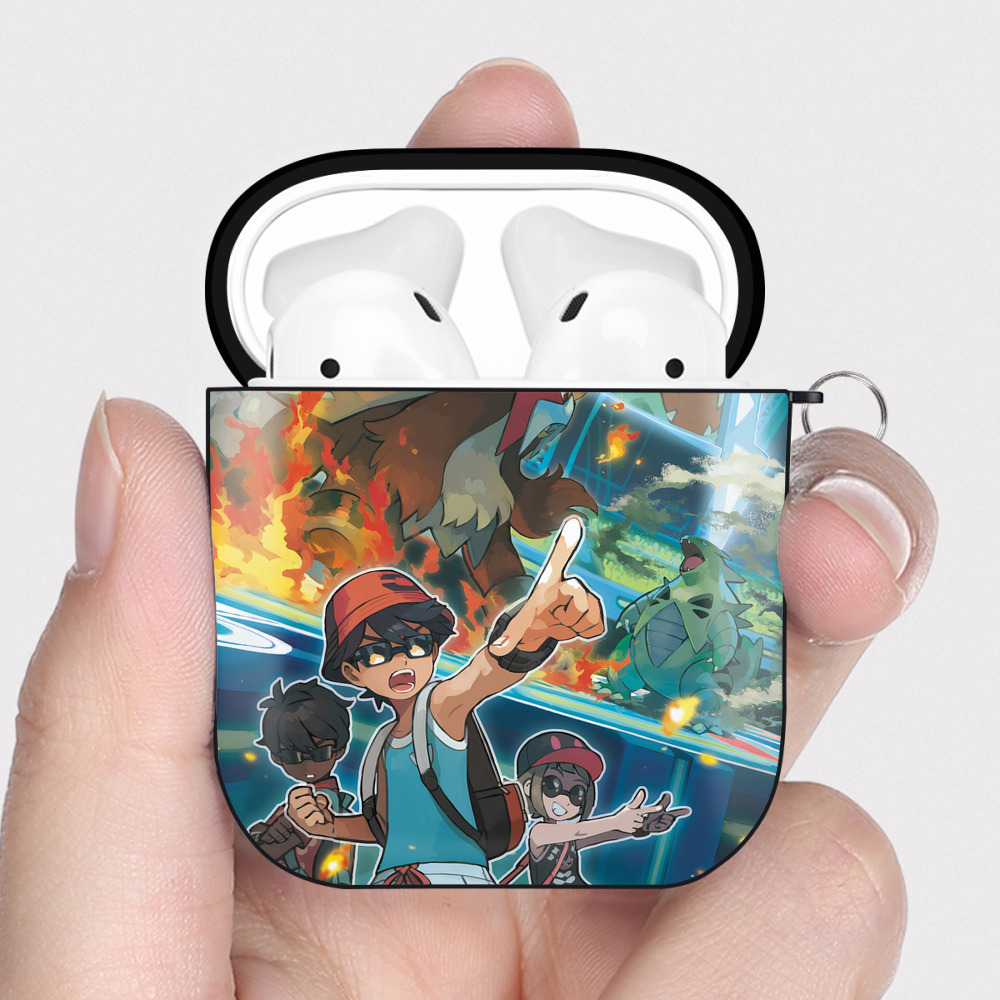 （画像用） ポケットモンスター Pokémon AirPods 第2世代保護ケース ハードシェル ブラック 耐衝撃・防指紋・カラビナ付き