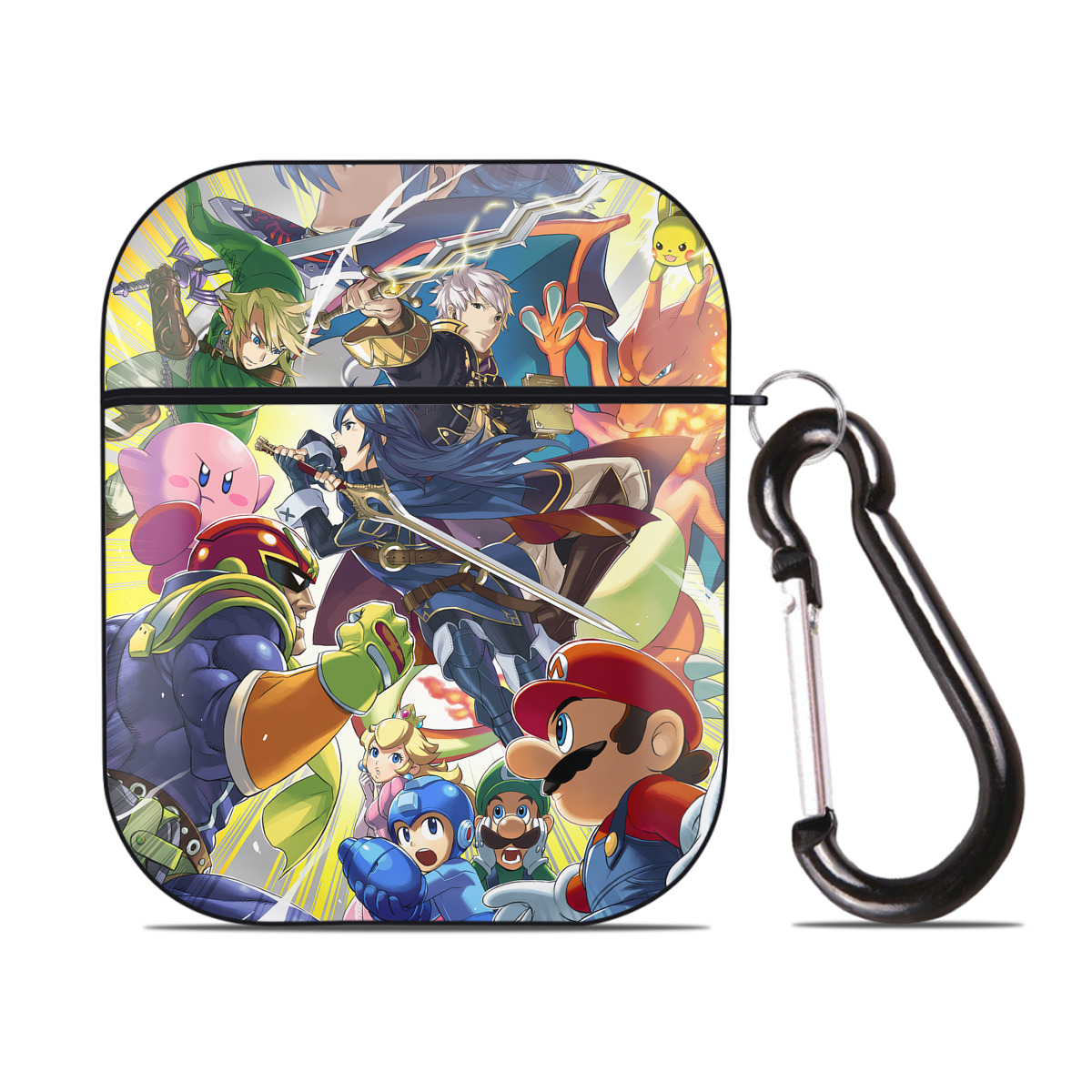 （画像用） ポケットモンスター Pokémon AirPods 第2世代保護ケース ハードシェル ブラック 耐衝撃・防指紋・カラビナ付き
