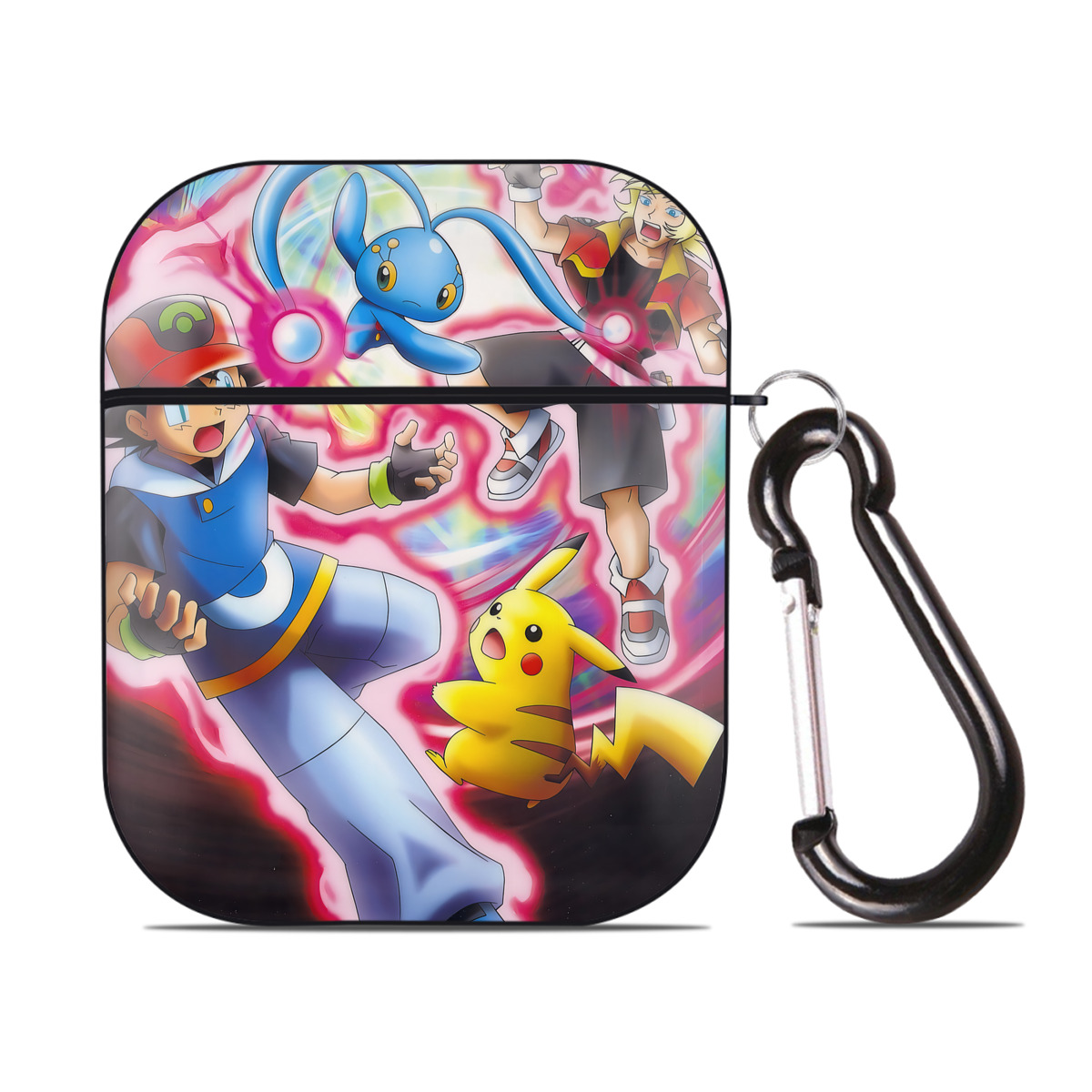 （画像用） ポケットモンスター Pokémon AirPods 第2世代保護ケース ハードシェル ブラック 耐衝撃・防指紋・カラビナ付き