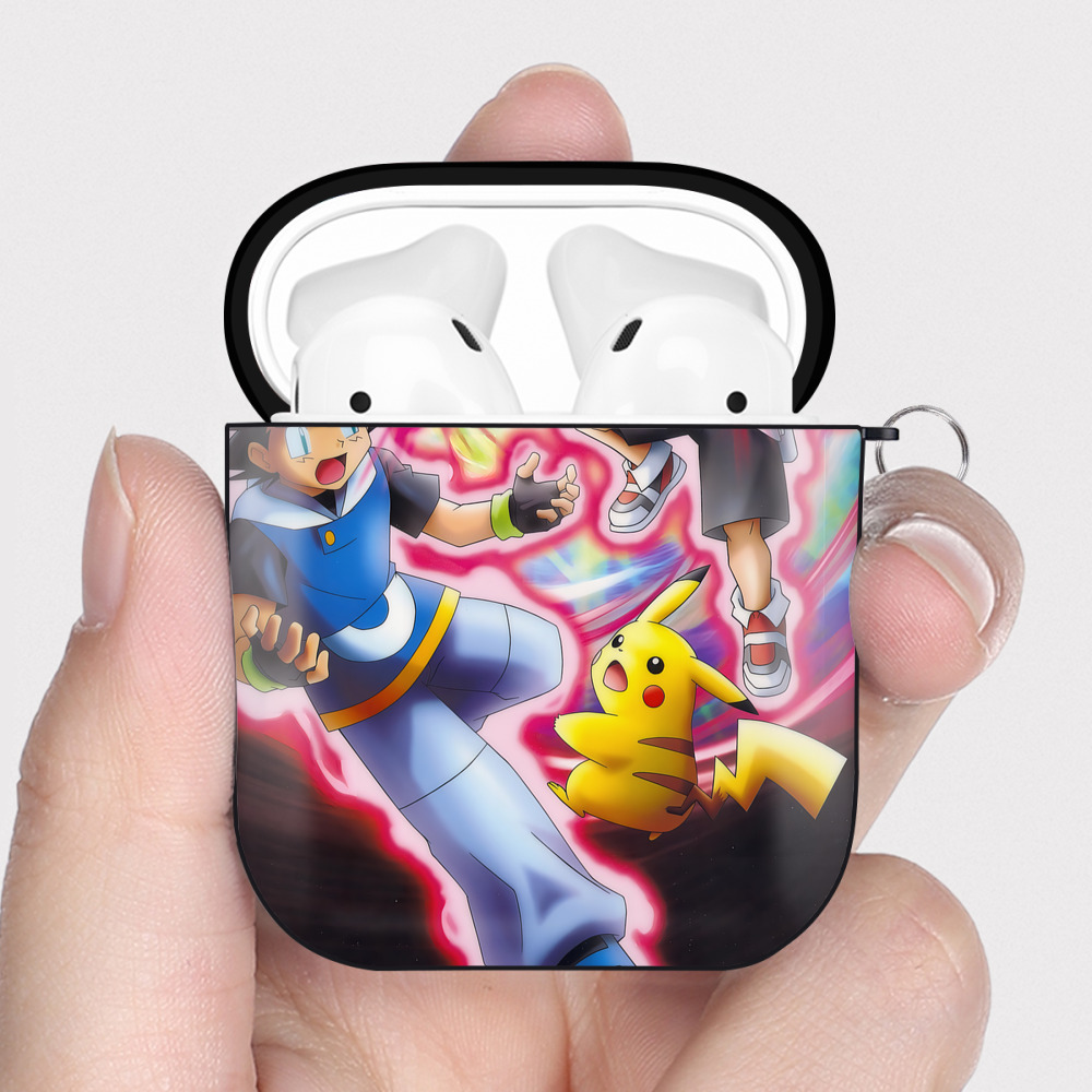 （画像用） ポケットモンスター Pokémon AirPods 第2世代保護ケース ハードシェル ブラック 耐衝撃・防指紋・カラビナ付き