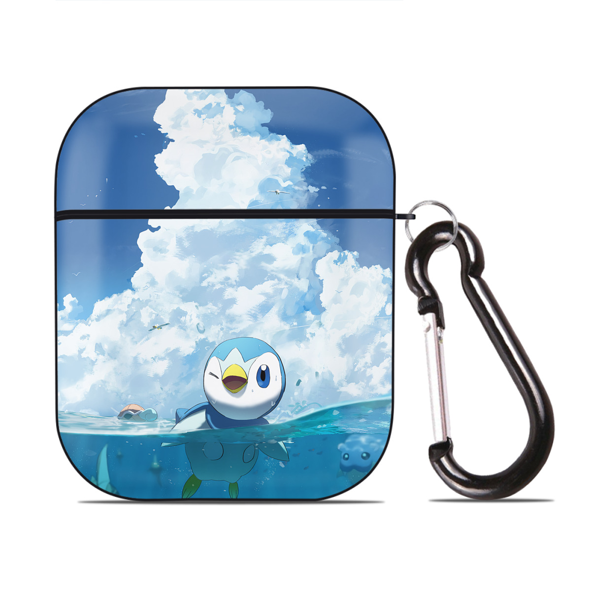 （画像用） ポケットモンスター Pokémon AirPods 第2世代保護ケース ハードシェル ブラック 耐衝撃・防指紋・カラビナ付き