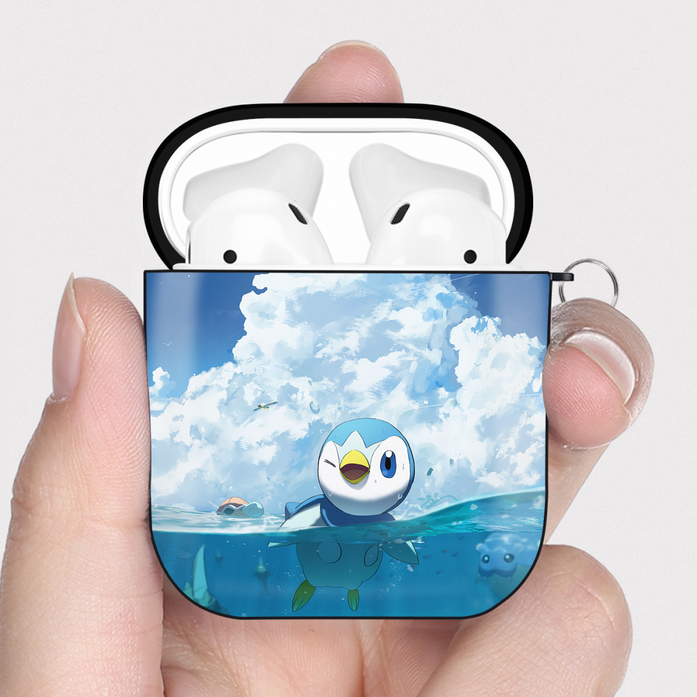 （画像用） ポケットモンスター Pokémon AirPods 第2世代保護ケース ハードシェル ブラック 耐衝撃・防指紋・カラビナ付き