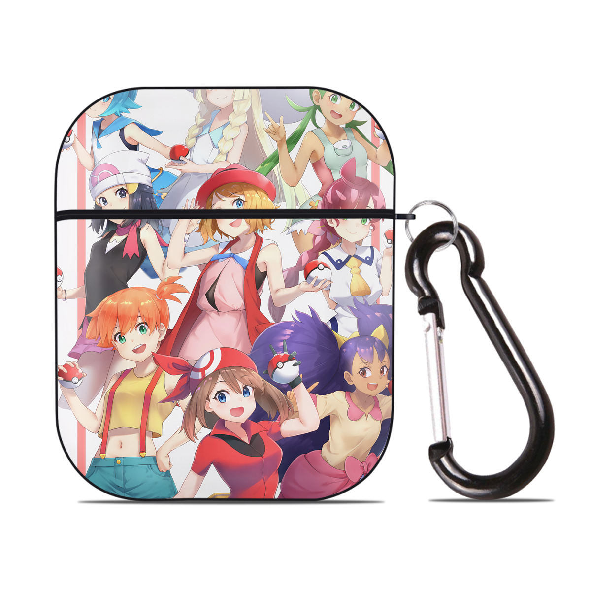（画像用） ポケットモンスター Pokémon AirPods 第2世代保護ケース ハードシェル ブラック 耐衝撃・防指紋・カラビナ付き