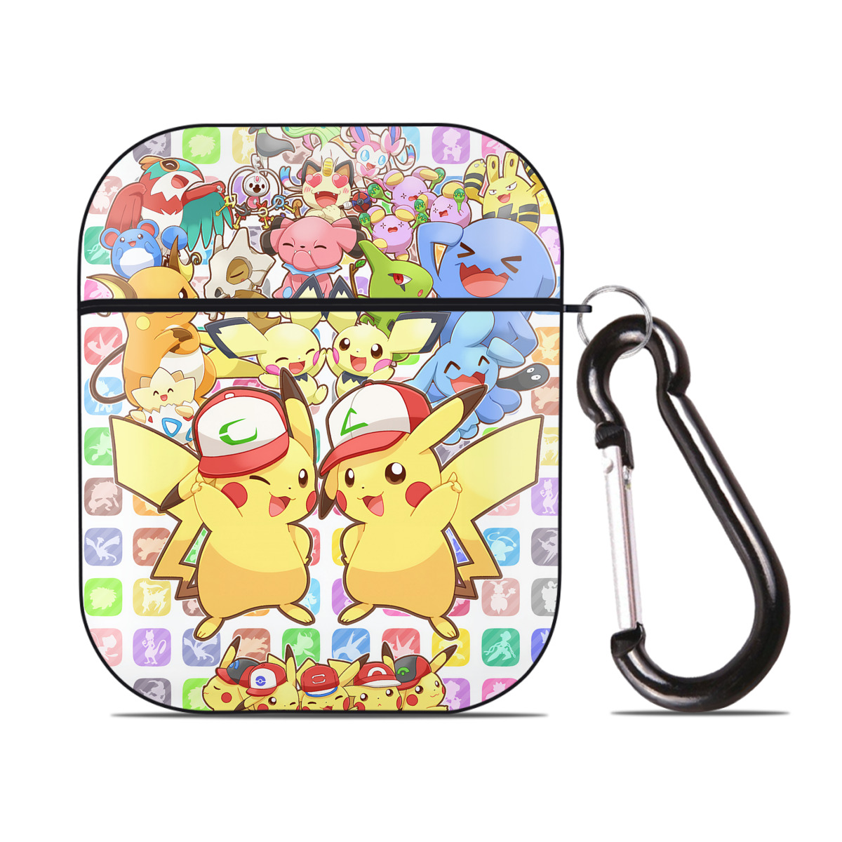 （画像用） ポケットモンスター Pokémon AirPods 第2世代保護ケース ハードシェル ブラック 耐衝撃・防指紋・カラビナ付き