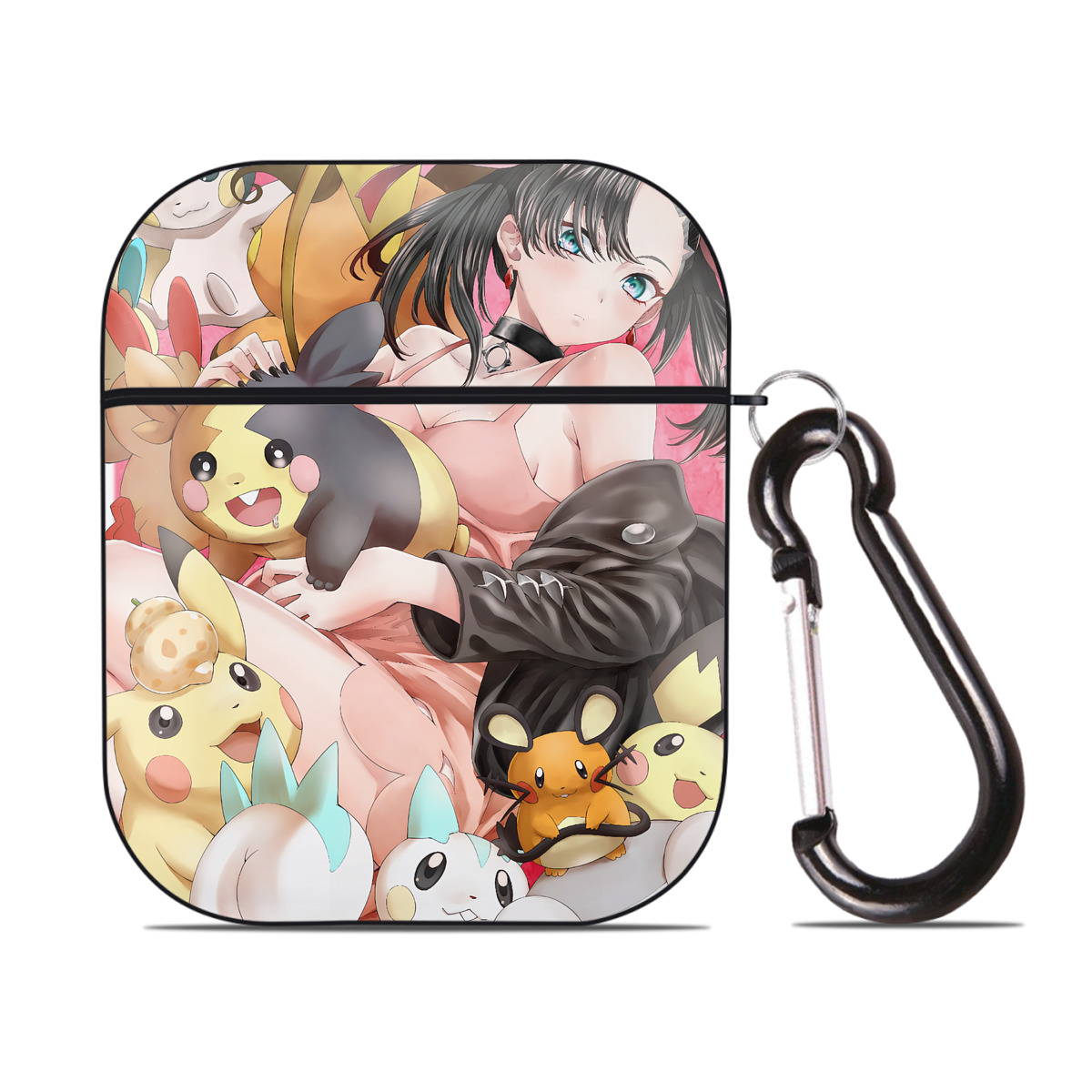 （画像用） ポケットモンスター Pokémon AirPods 第2世代保護ケース ハードシェル ブラック 耐衝撃・防指紋・カラビナ付き