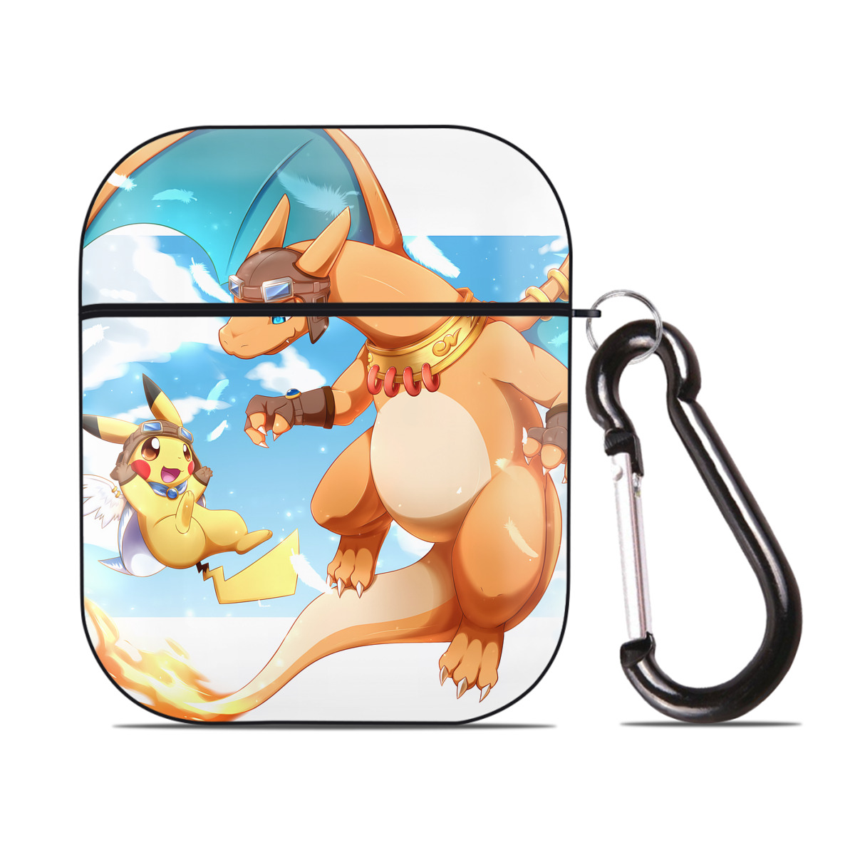 （画像用） ポケットモンスター Pokémon AirPods 第2世代保護ケース ハードシェル ブラック 耐衝撃・防指紋・カラビナ付き