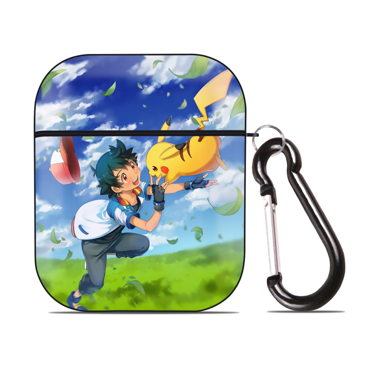 （画像用） ポケットモンスター Pokémon AirPods 第2世代保護ケース ハードシェル ブラック 耐衝撃・防指紋・カラビナ付き