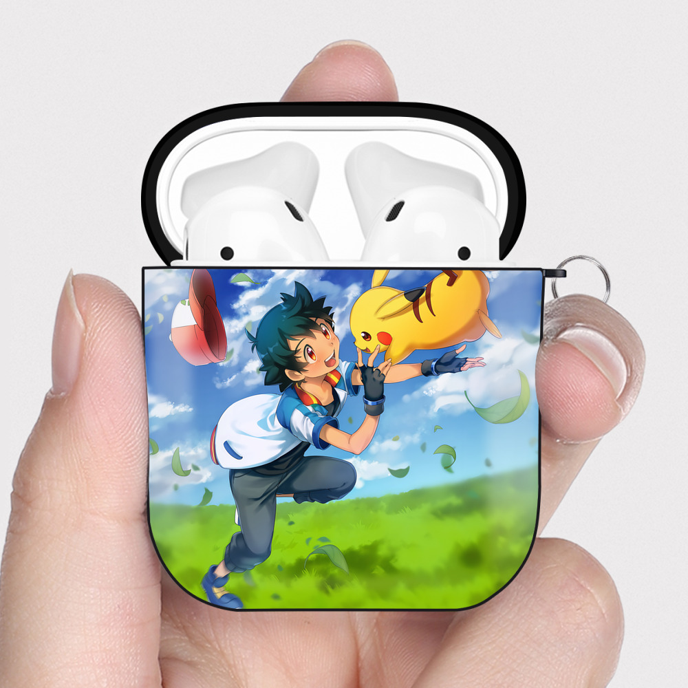 （画像用） ポケットモンスター Pokémon AirPods 第2世代保護ケース ハードシェル ブラック 耐衝撃・防指紋・カラビナ付き