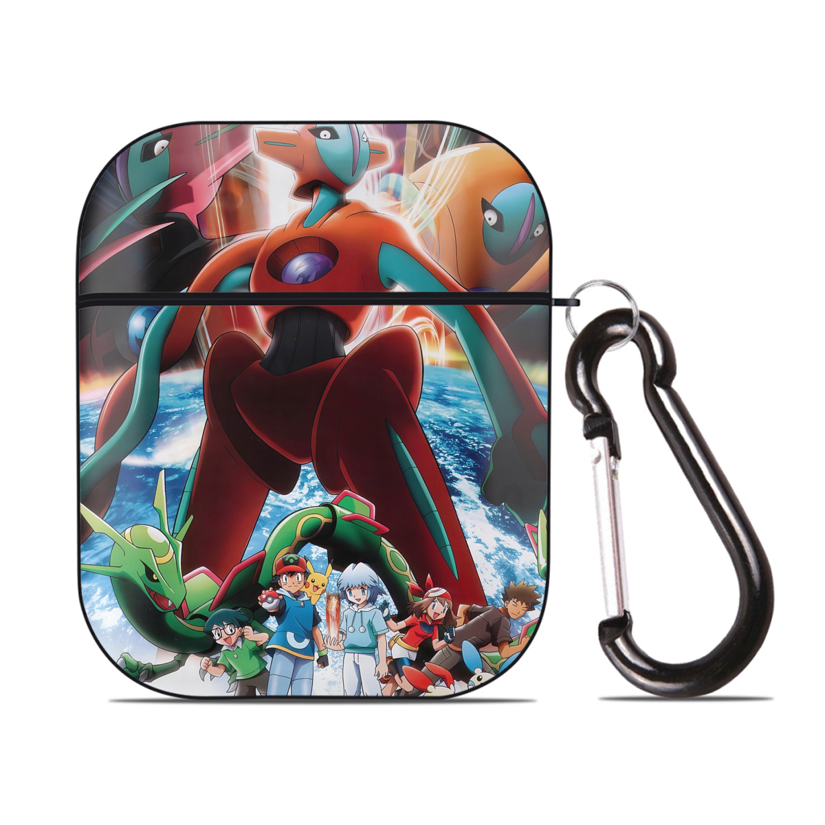 （画像用） ポケットモンスター Pokémon AirPods 第2世代保護ケース ハードシェル ブラック 耐衝撃・防指紋・カラビナ付き