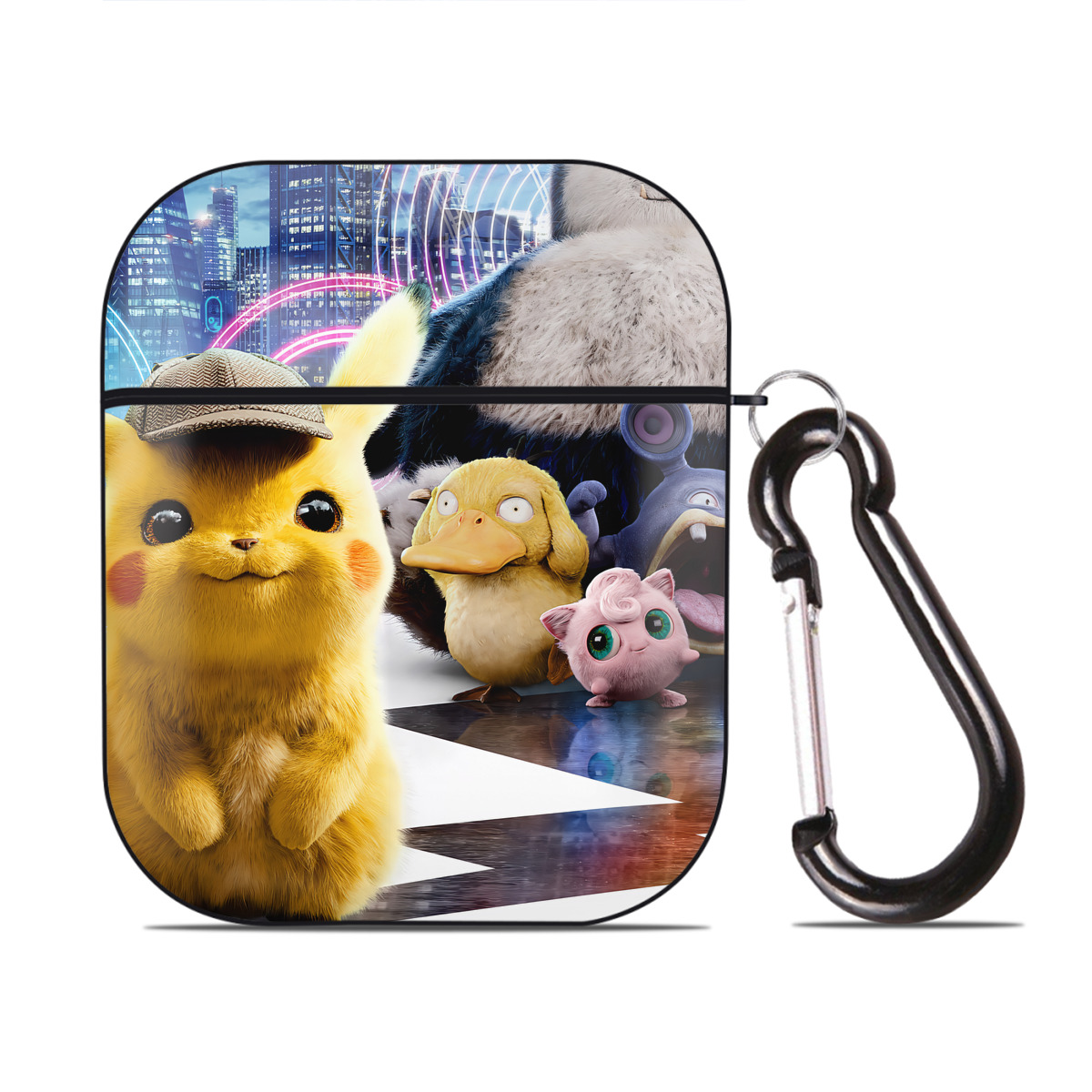 （画像用） ポケットモンスター Pokémon AirPods 第2世代保護ケース ハードシェル ブラック 耐衝撃・防指紋・カラビナ付き