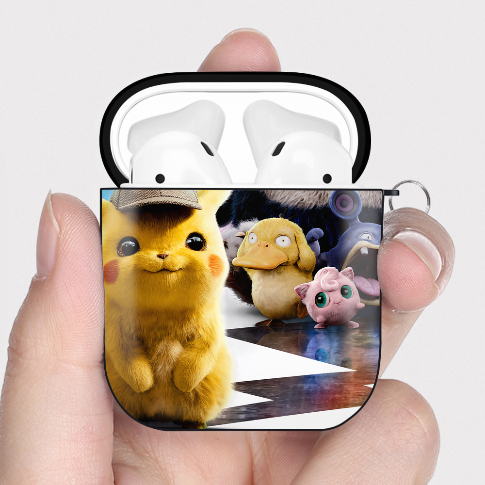 （画像用） ポケットモンスター Pokémon AirPods 第2世代保護ケース ハードシェル ブラック 耐衝撃・防指紋・カラビナ付き