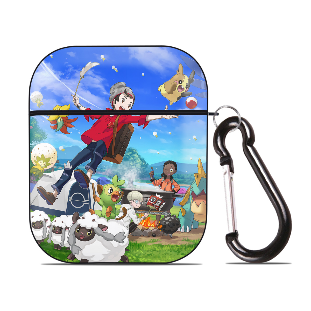 （画像用） ポケットモンスター Pokémon AirPods 第2世代保護ケース ハードシェル ブラック 耐衝撃・防指紋・カラビナ付き