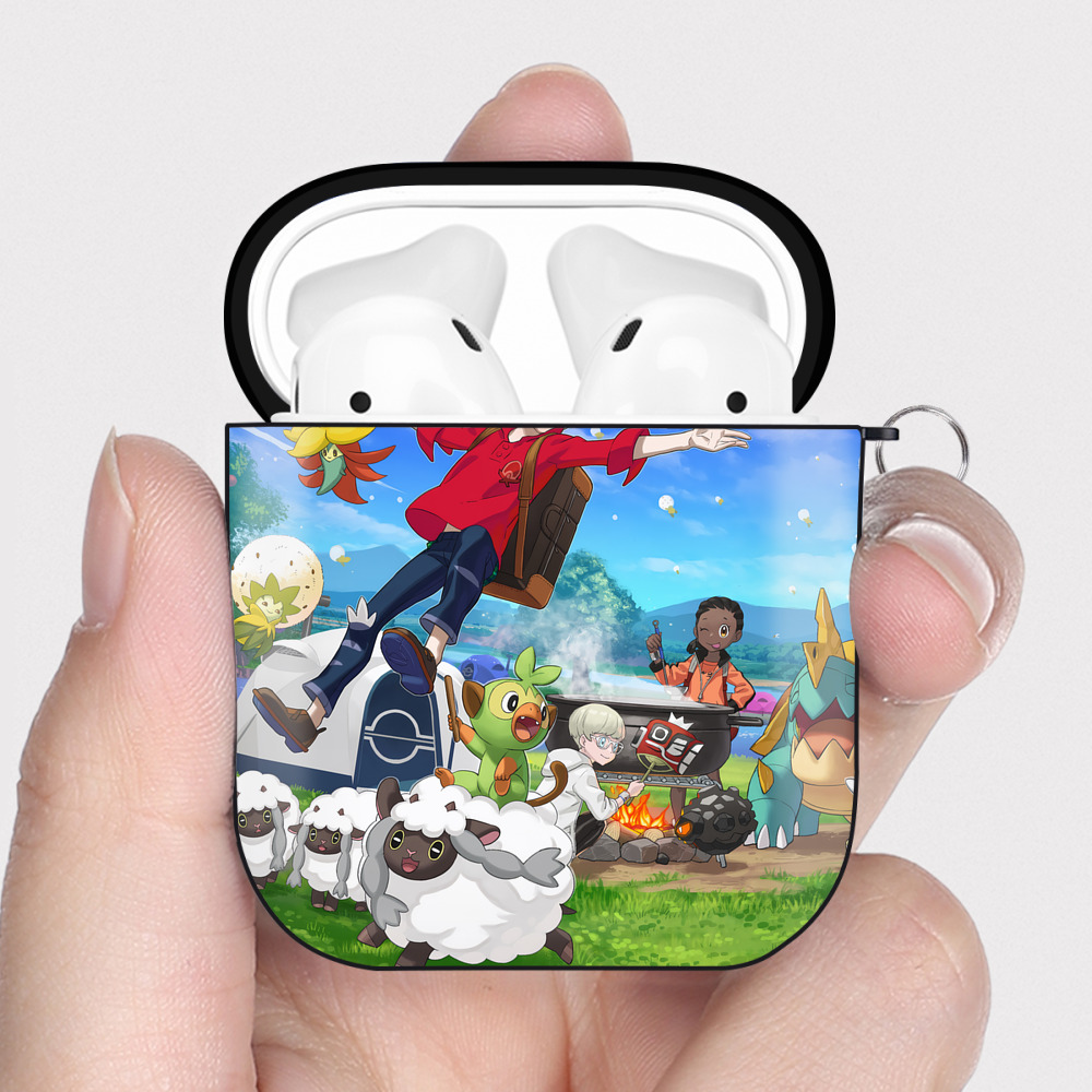 （画像用） ポケットモンスター Pokémon AirPods 第2世代保護ケース ハードシェル ブラック 耐衝撃・防指紋・カラビナ付き