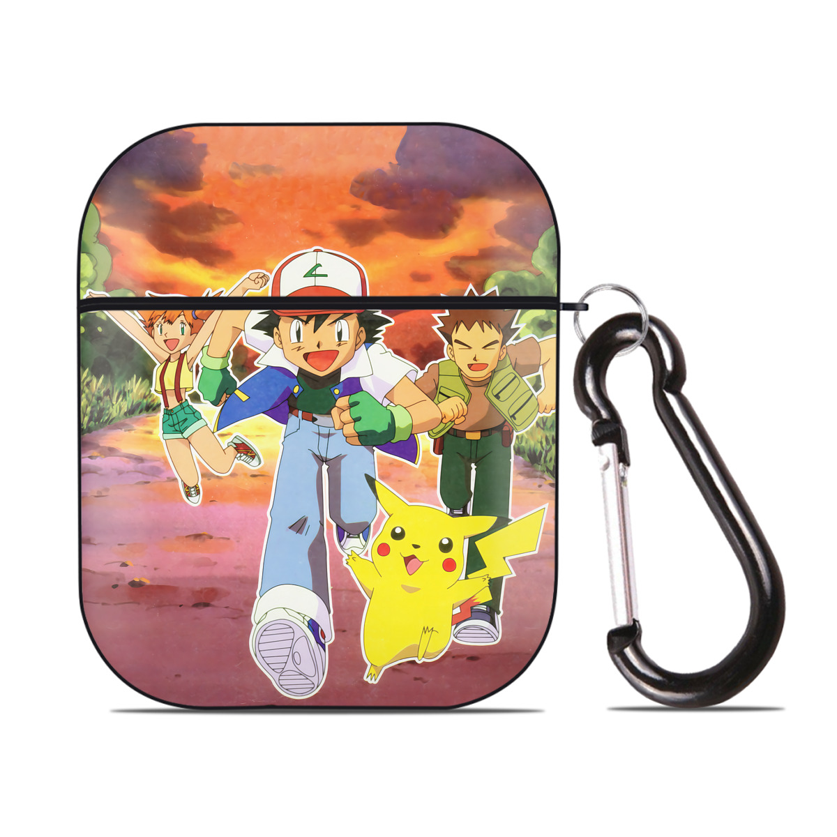 （画像用） ポケットモンスター Pokémon AirPods 第2世代保護ケース ハードシェル ブラック 耐衝撃・防指紋・カラビナ付き