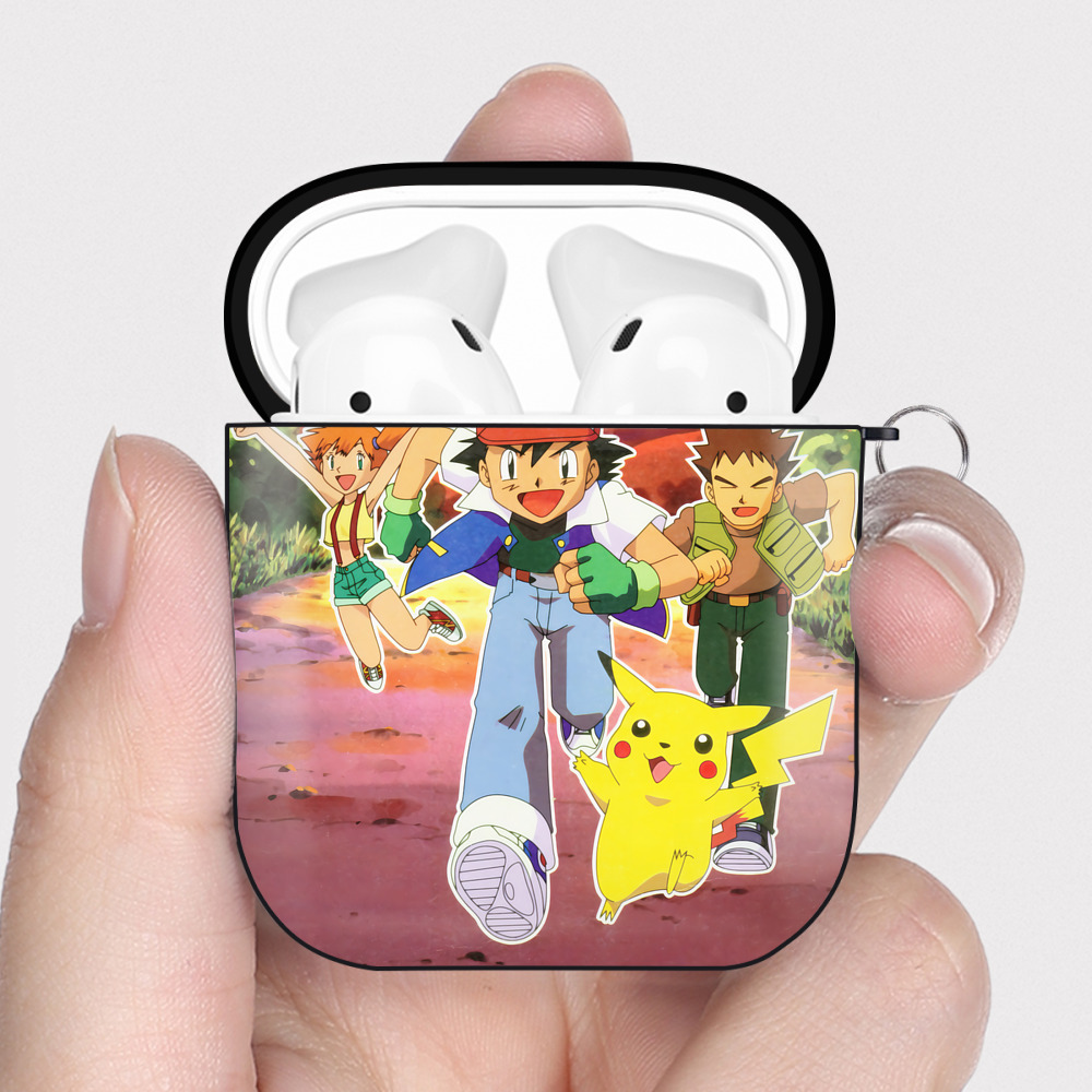 （画像用） ポケットモンスター Pokémon AirPods 第2世代保護ケース ハードシェル ブラック 耐衝撃・防指紋・カラビナ付き