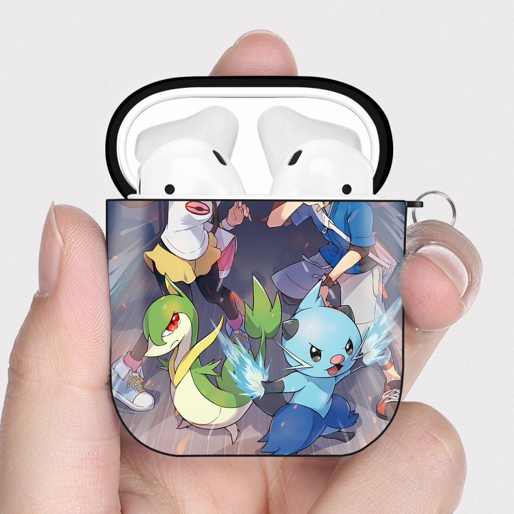 （画像用） ポケットモンスター Pokémon AirPods 第2世代保護ケース ハードシェル ブラック 耐衝撃・防指紋・カラビナ付き