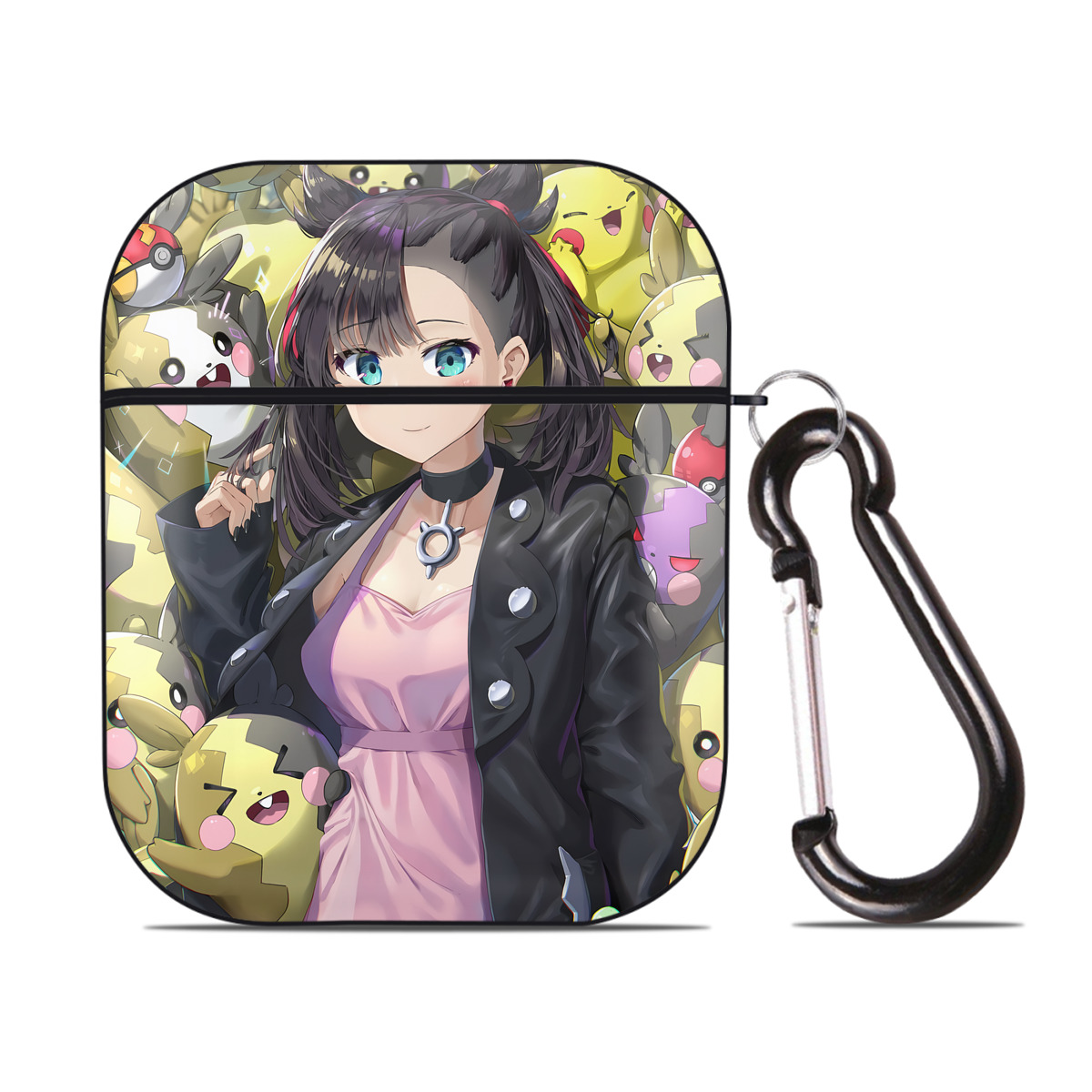 （画像用） ポケットモンスター Pokémon AirPods 第2世代保護ケース ハードシェル ブラック 耐衝撃・防指紋・カラビナ付き