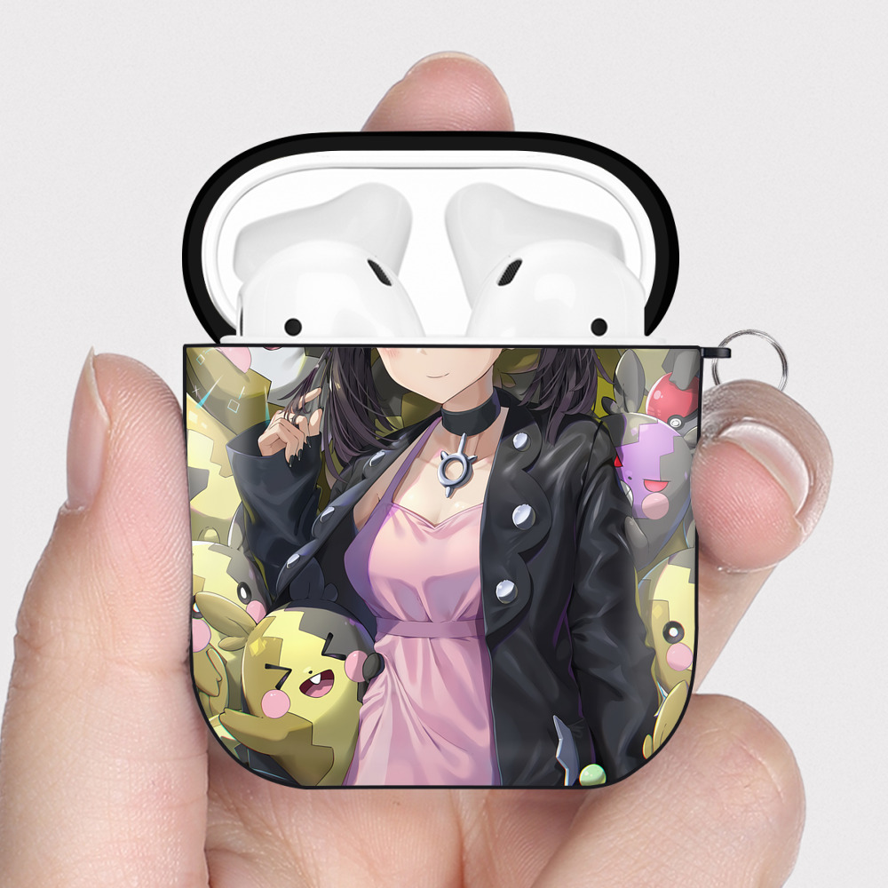 （画像用） ポケットモンスター Pokémon AirPods 第2世代保護ケース ハードシェル ブラック 耐衝撃・防指紋・カラビナ付き